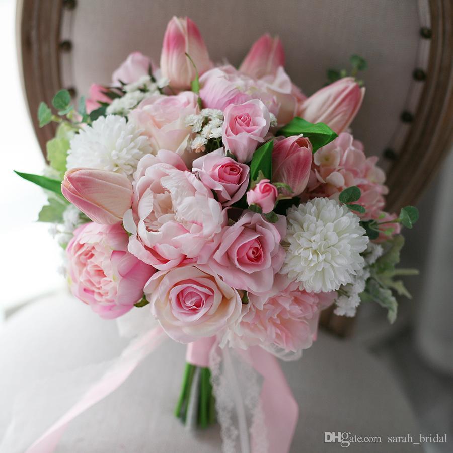 New Light Pink Wedding Bridal Bouquets Hydrangea Peony