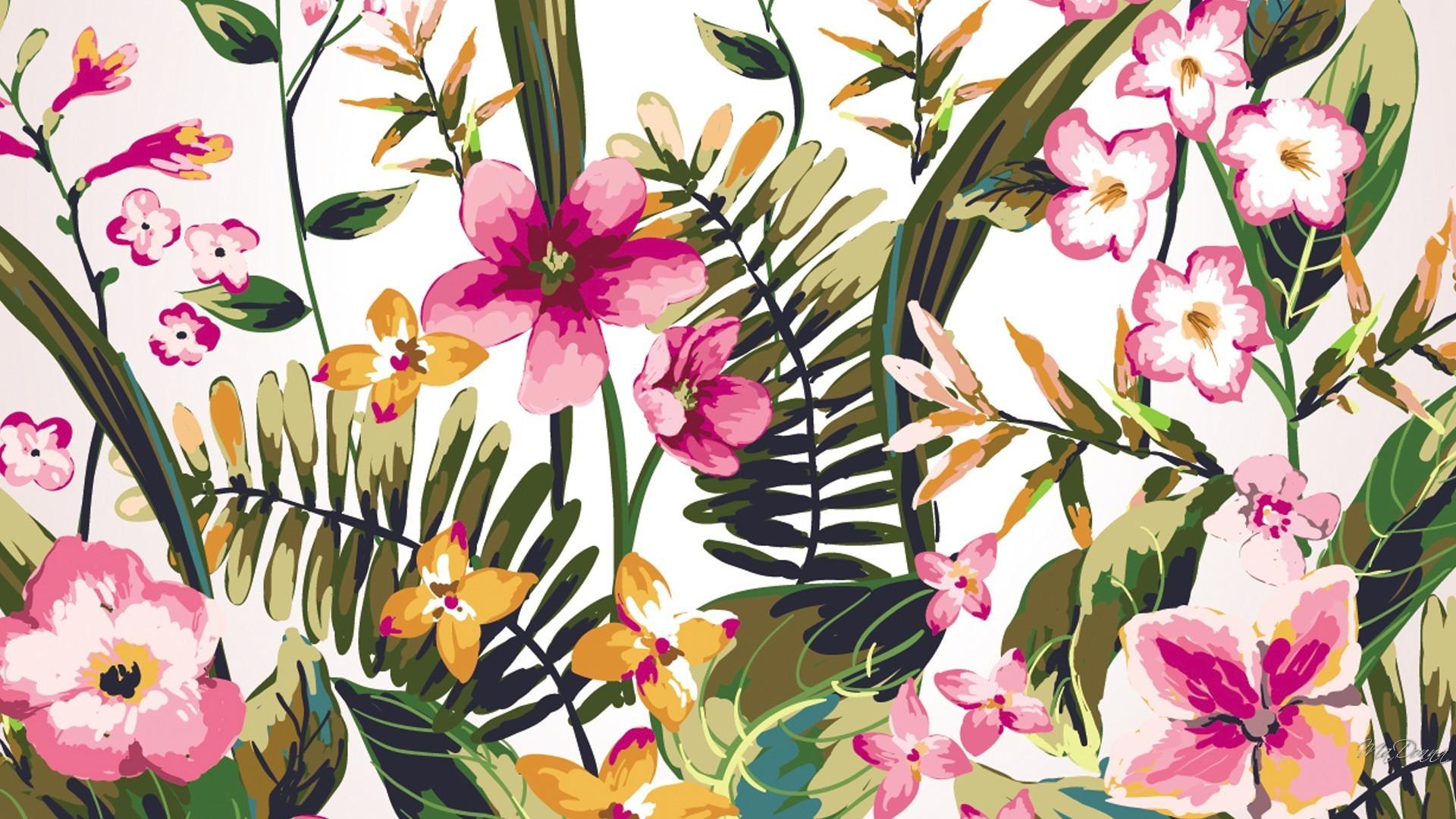 painted floral desktop wallpaper