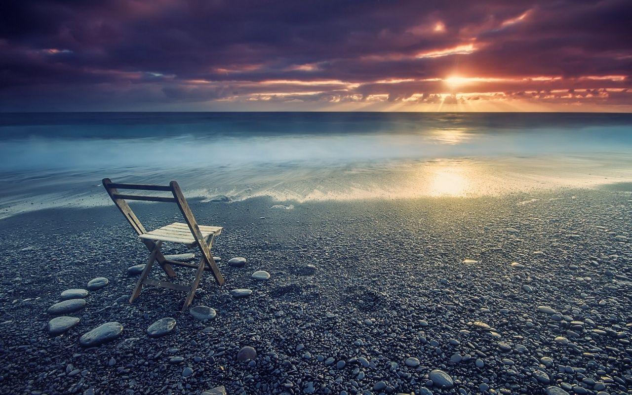 Empty Chair On A Beach Wallpaper. Amazing