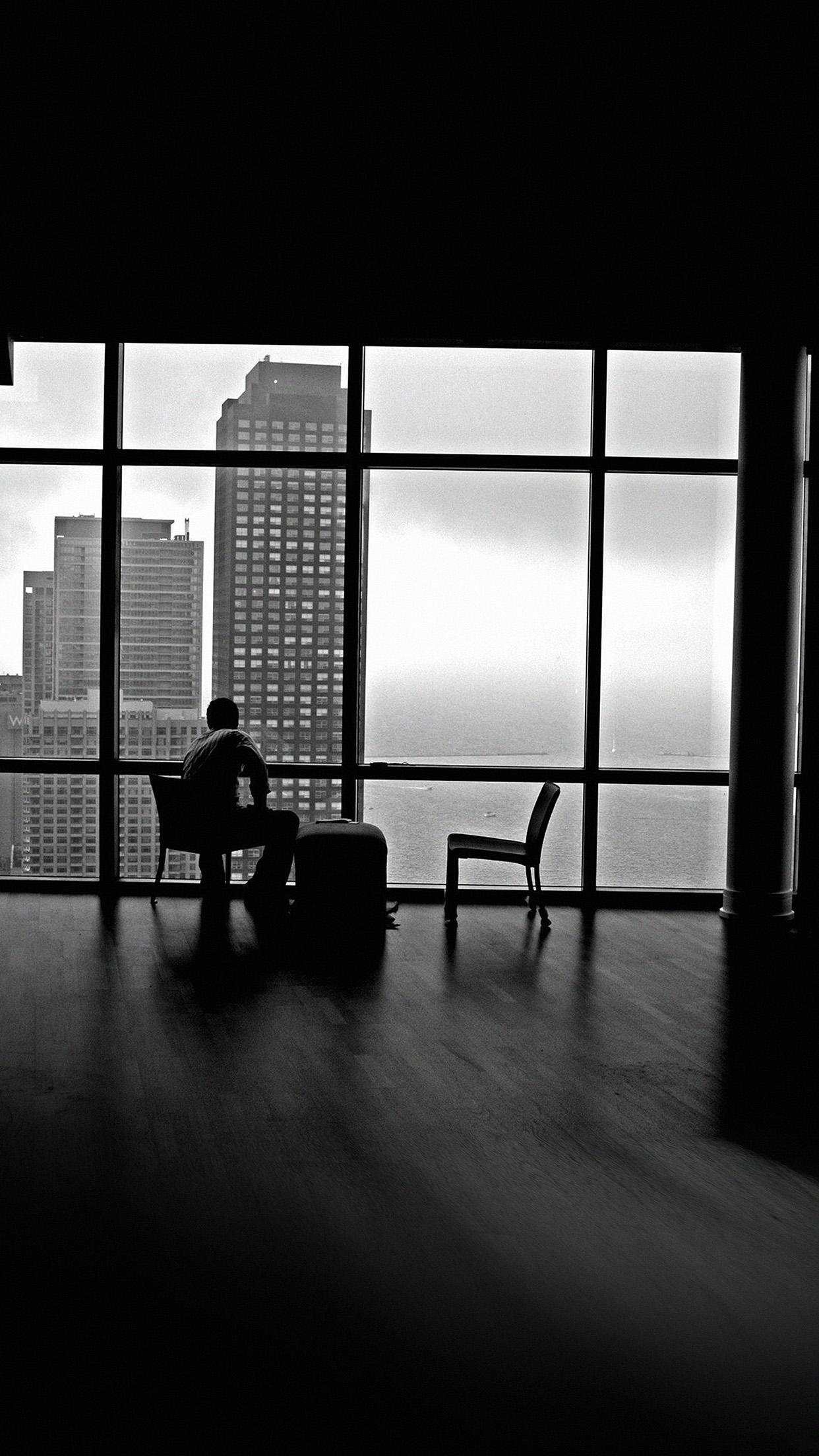 City View Window Architecture Black White Empty Room Android