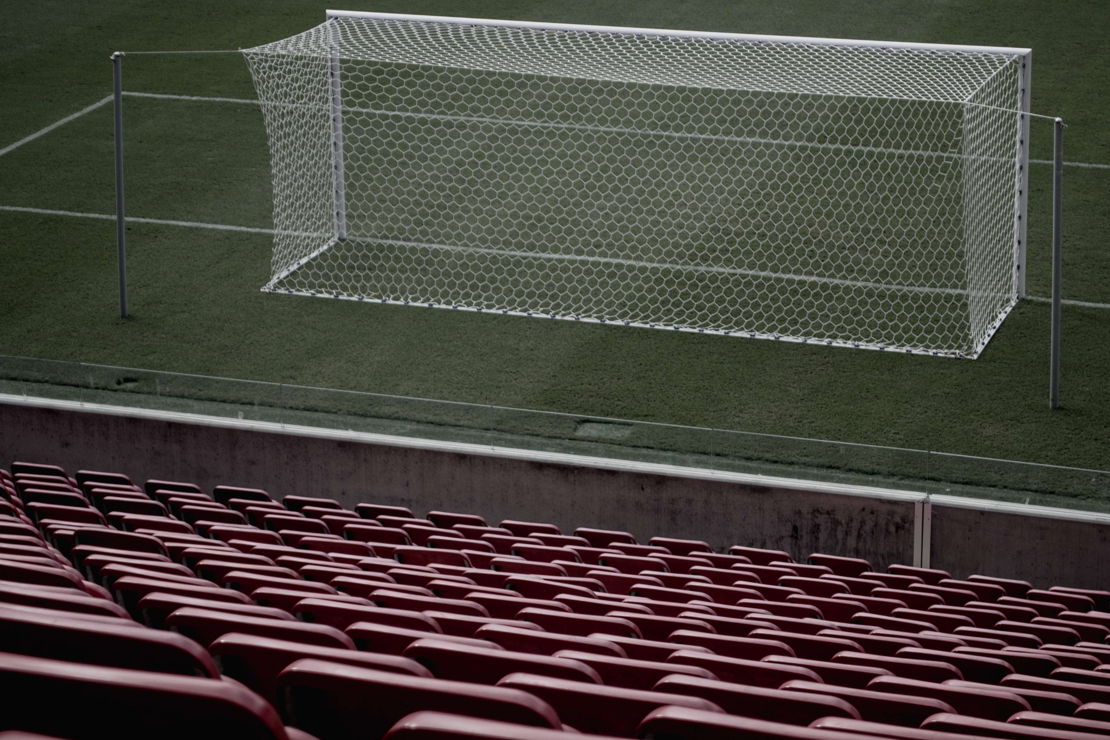 bleachers, chairs, empty, goal, net, row, seats, soccer
