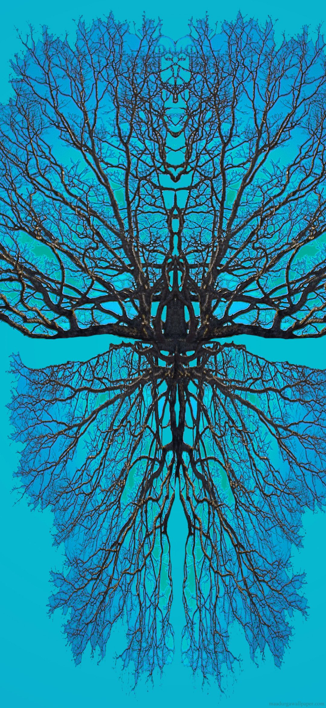 Blue tree painting wallpaper for Realme x mobile