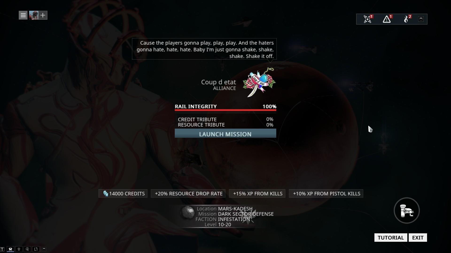 New to Warframe, why are Taylor Swift lyrics on my screen?