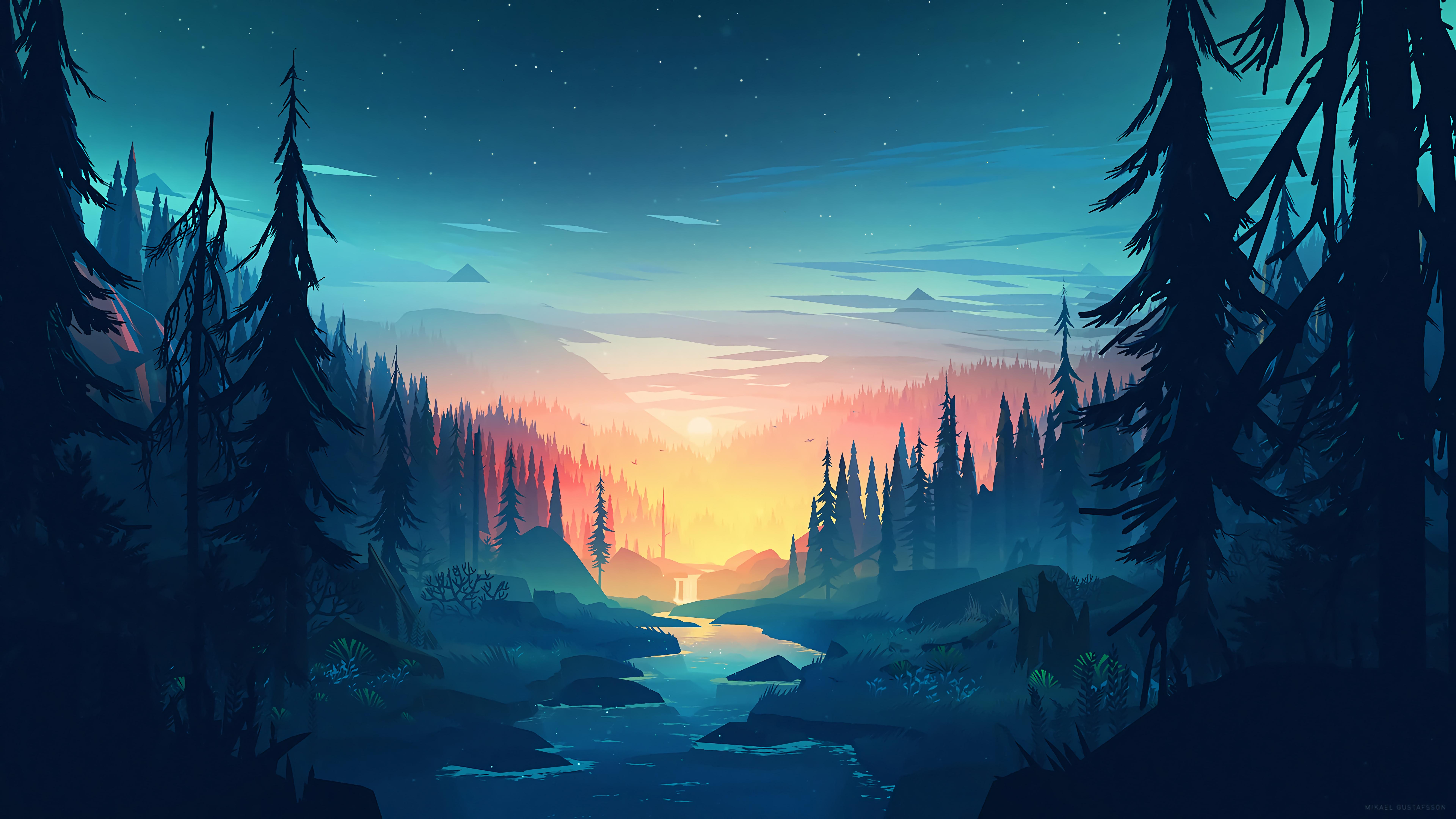 River Mountains [7680x4320] : MinimalWallpapers