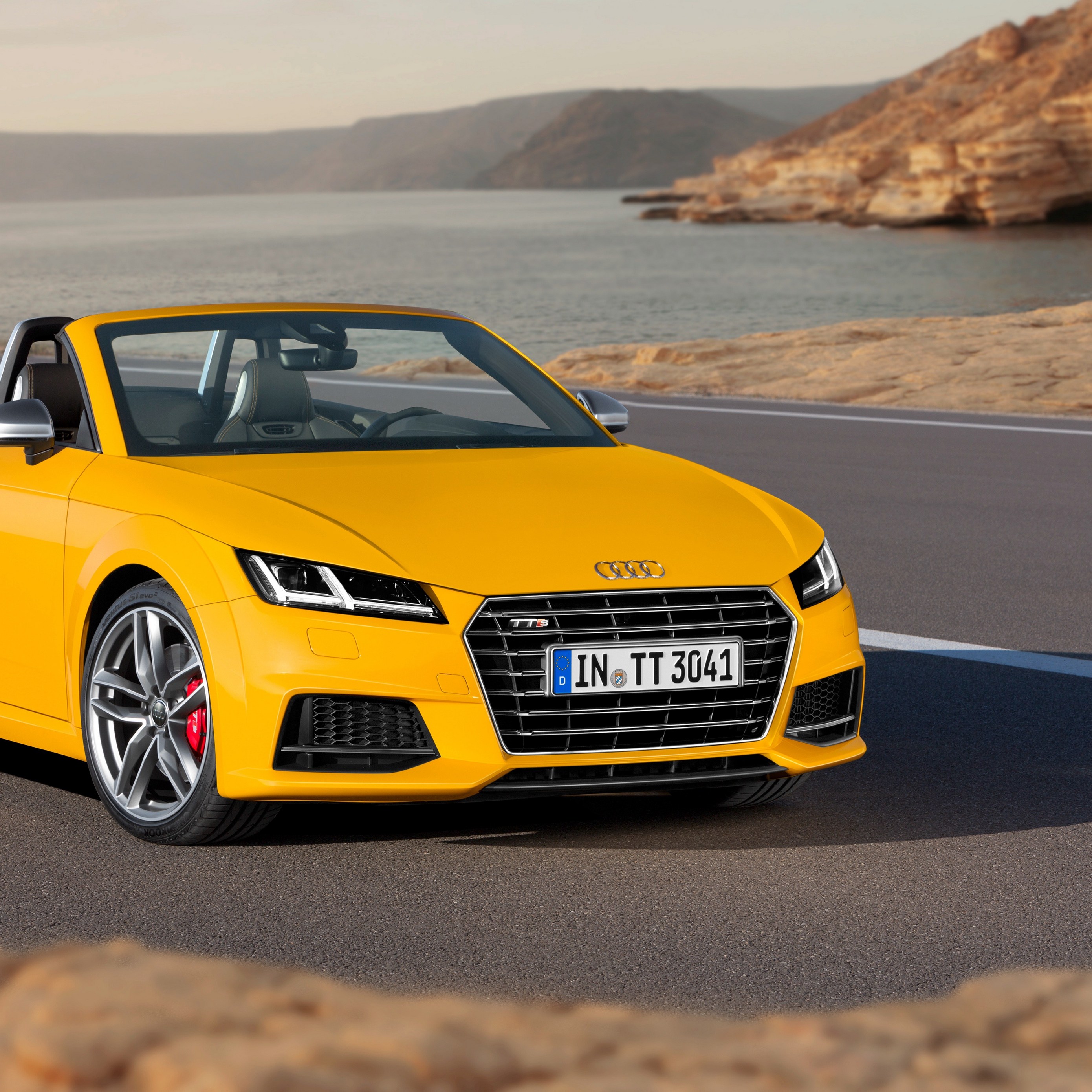 Download Wallpapers 2780x2780 Audi Tts Tt Yellow Roadster 2014 3 2