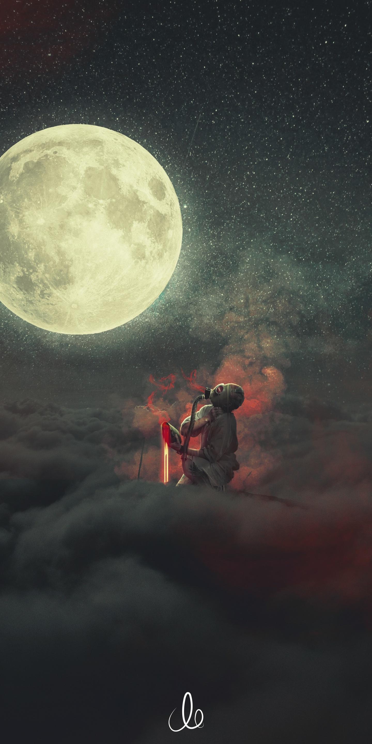 Download 1440x2880 wallpapers demon, dream, clouds, moon, fantasy, lg