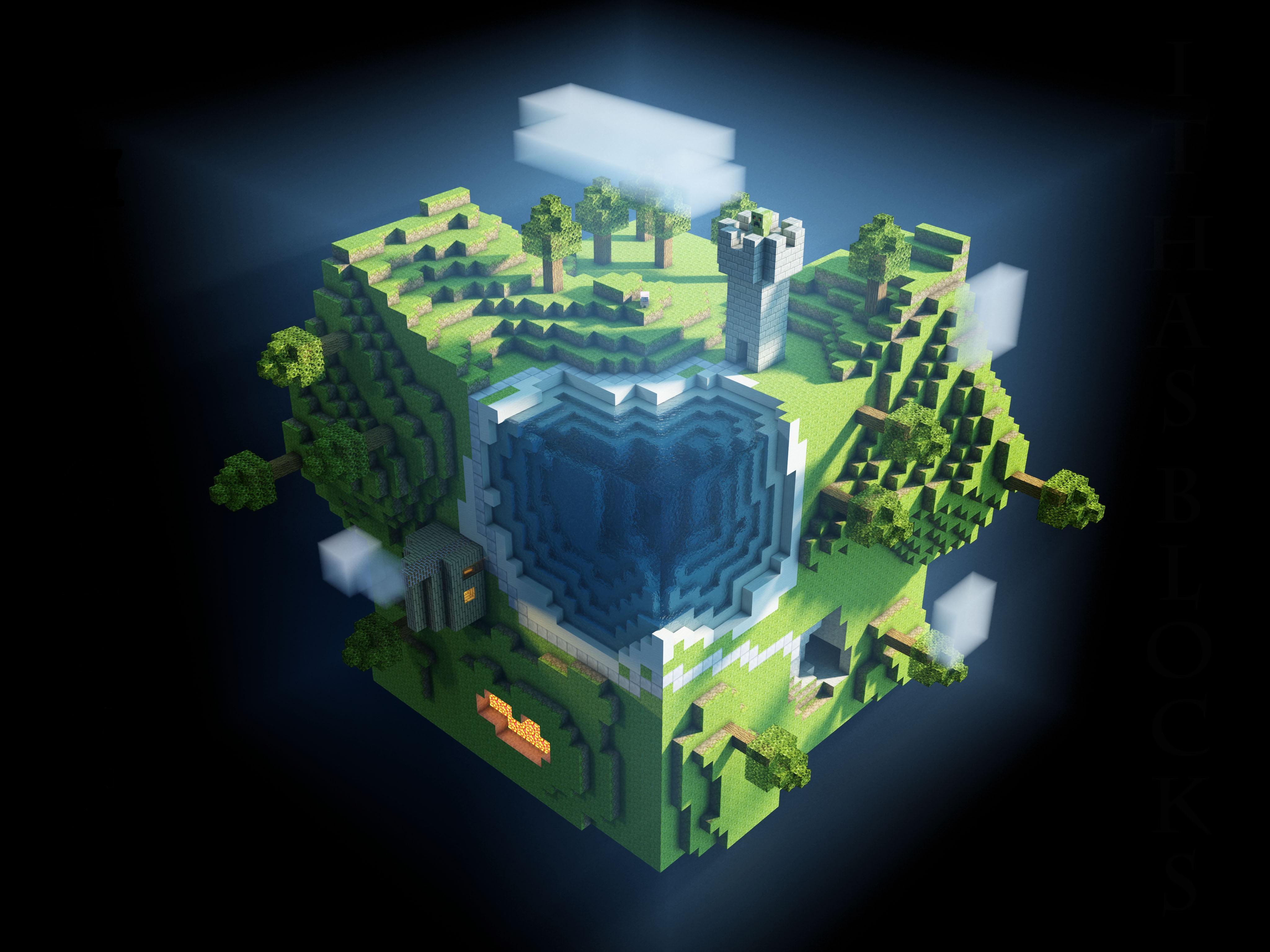 Download wallpapers 4096x3072 minecraft, planet, cube, cubes, world