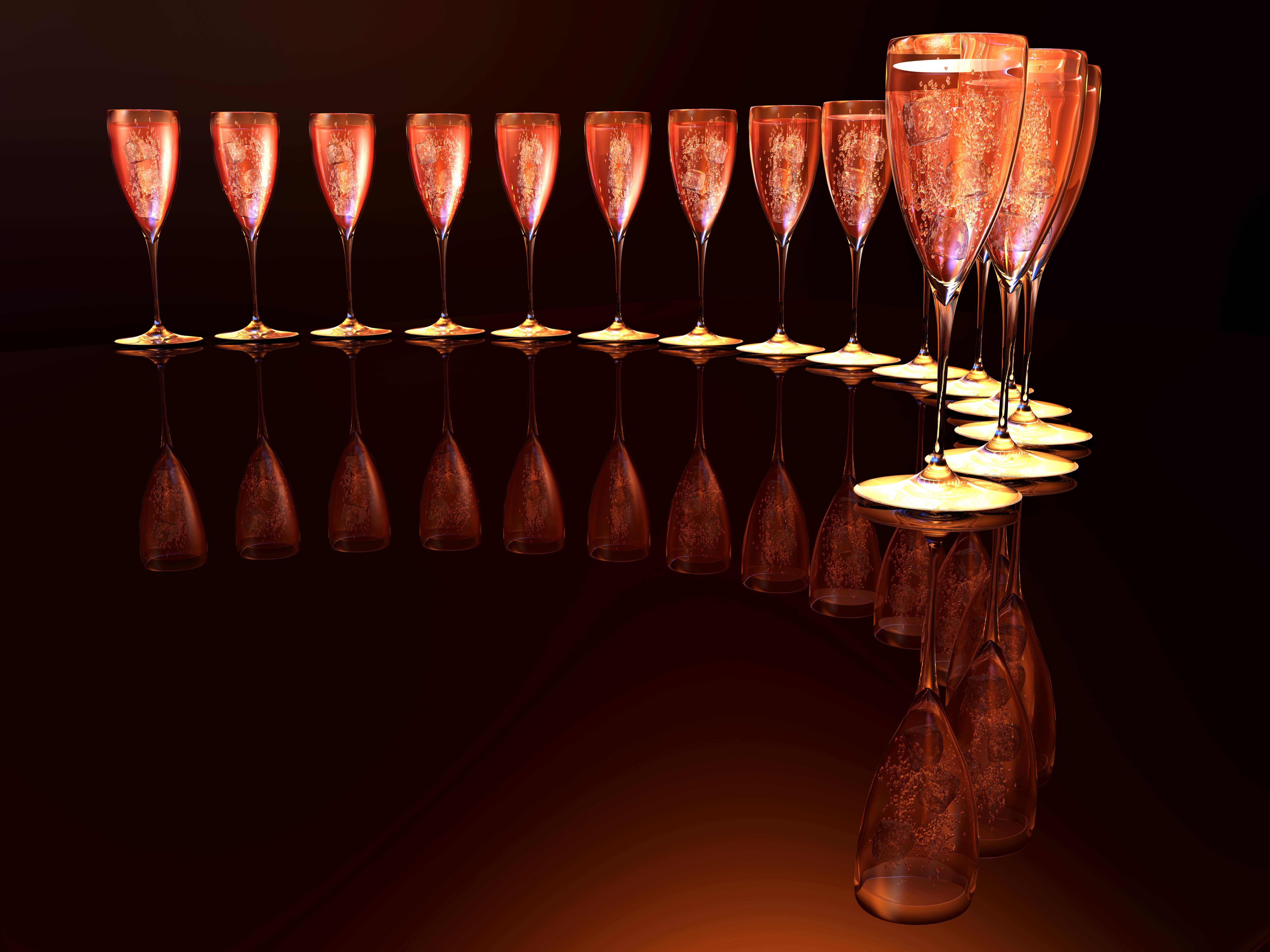 Photos Sparkling wine Reflection Food Stemware 6400x4800