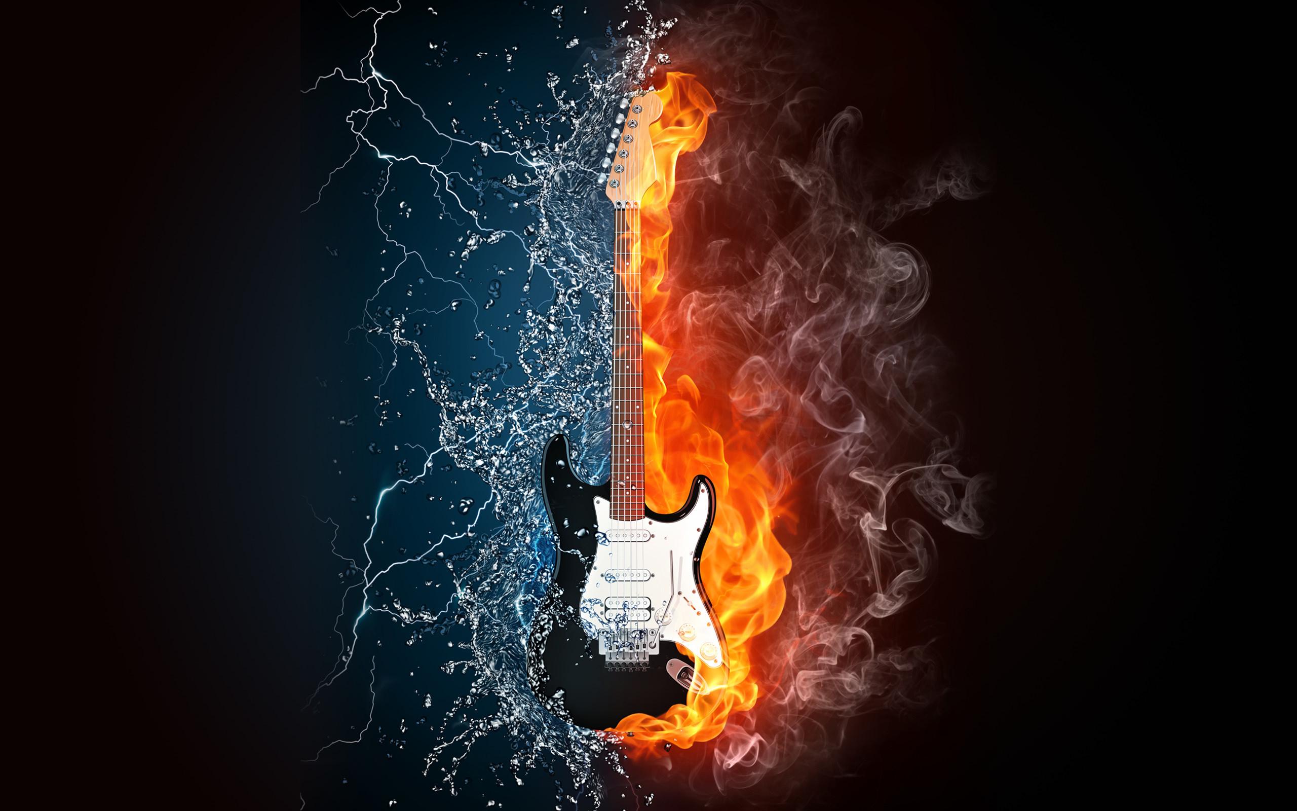Blue Fire Guitar Wallpaper