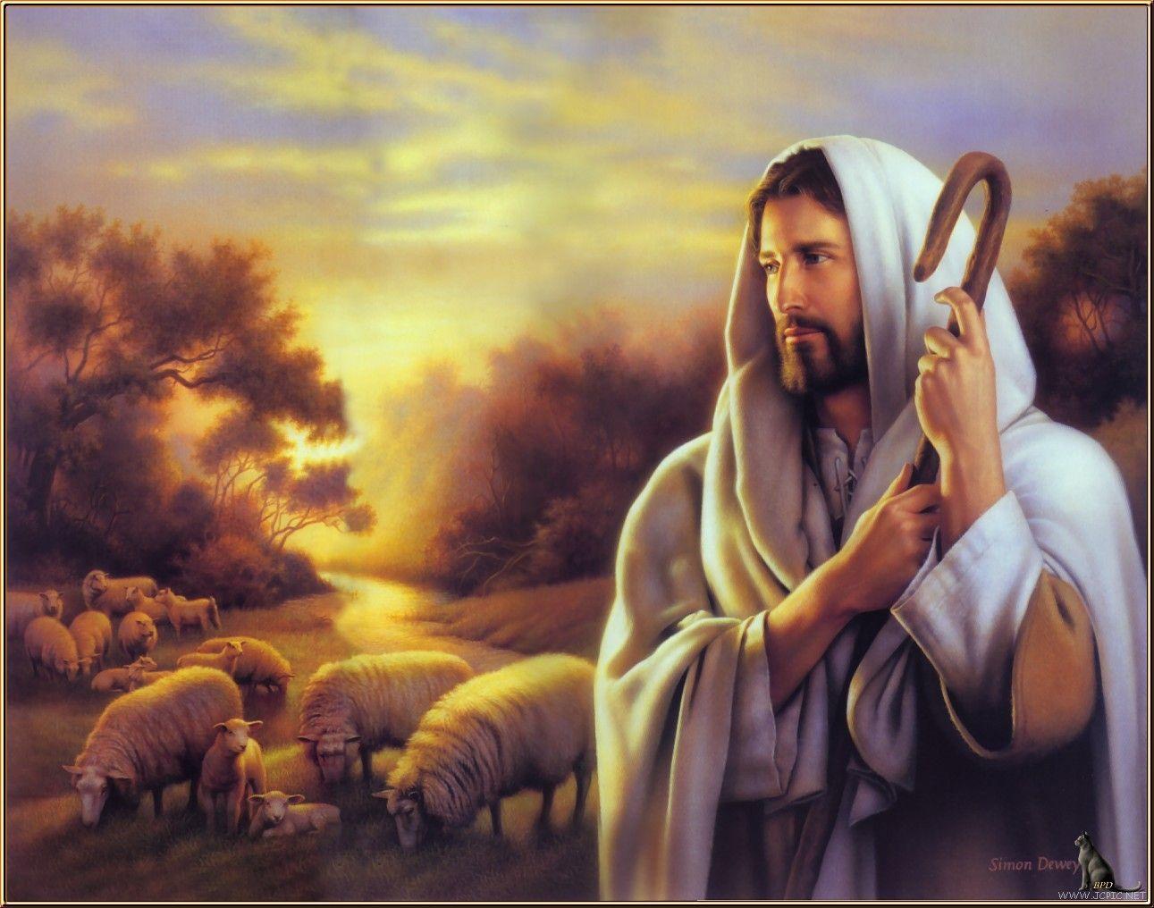 EL SEÑOR ES MI PASTOR POR SIMON DEWEY. jesus. Jesus shepherd