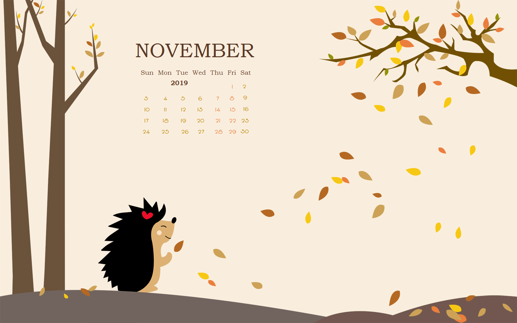 Free November 2019 HD Calendar Wallpaper Calendars