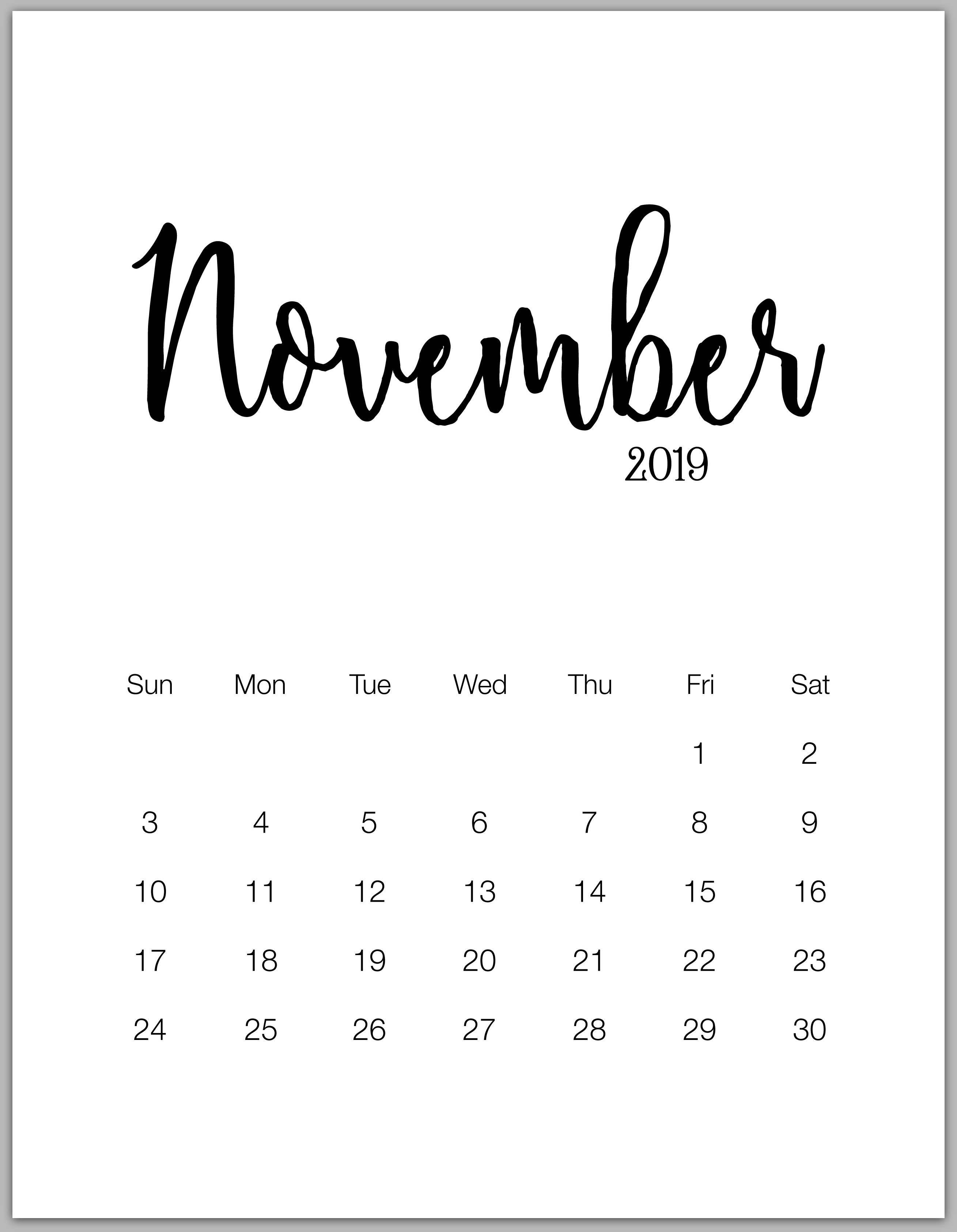 november 2019 minimalist calendar. bbb. Calendar, Calendar