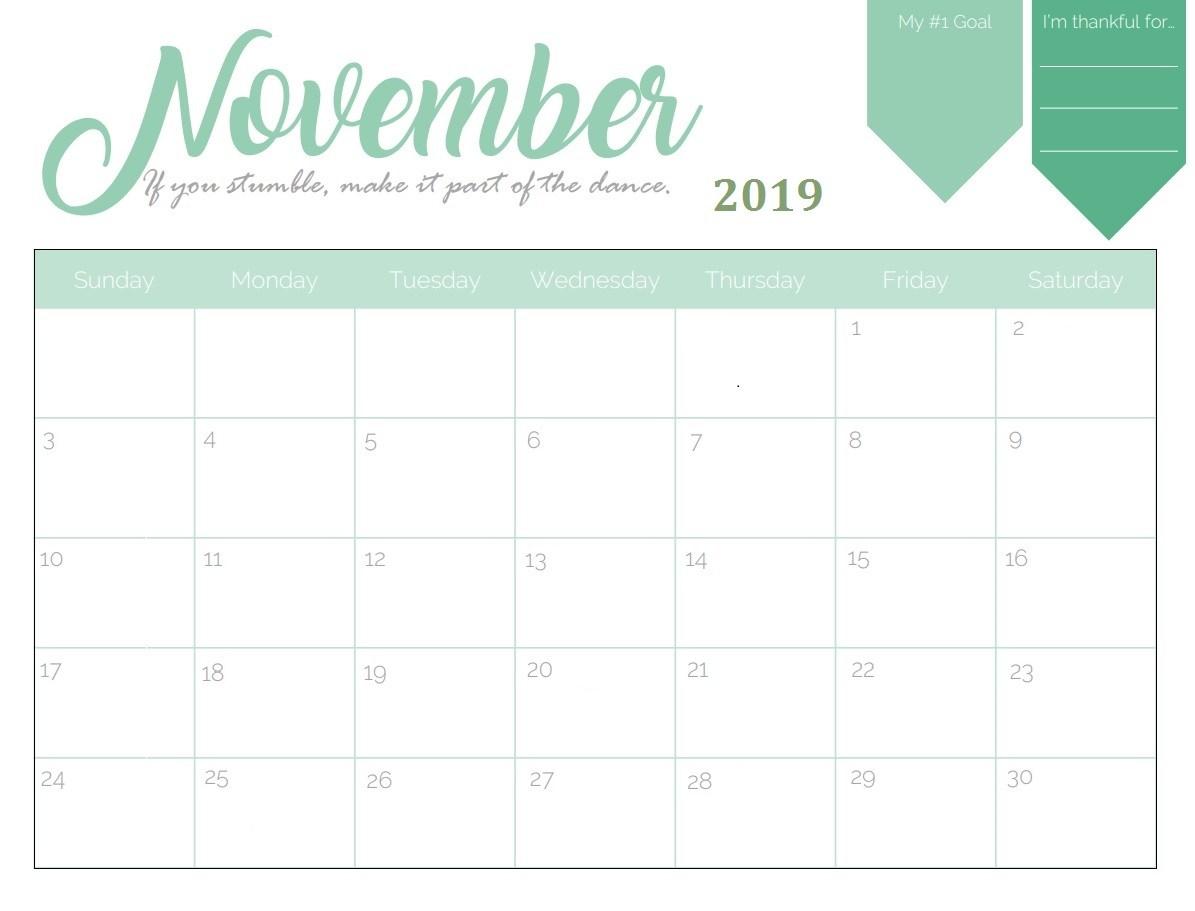 Blank November 2019 Calendar Printable