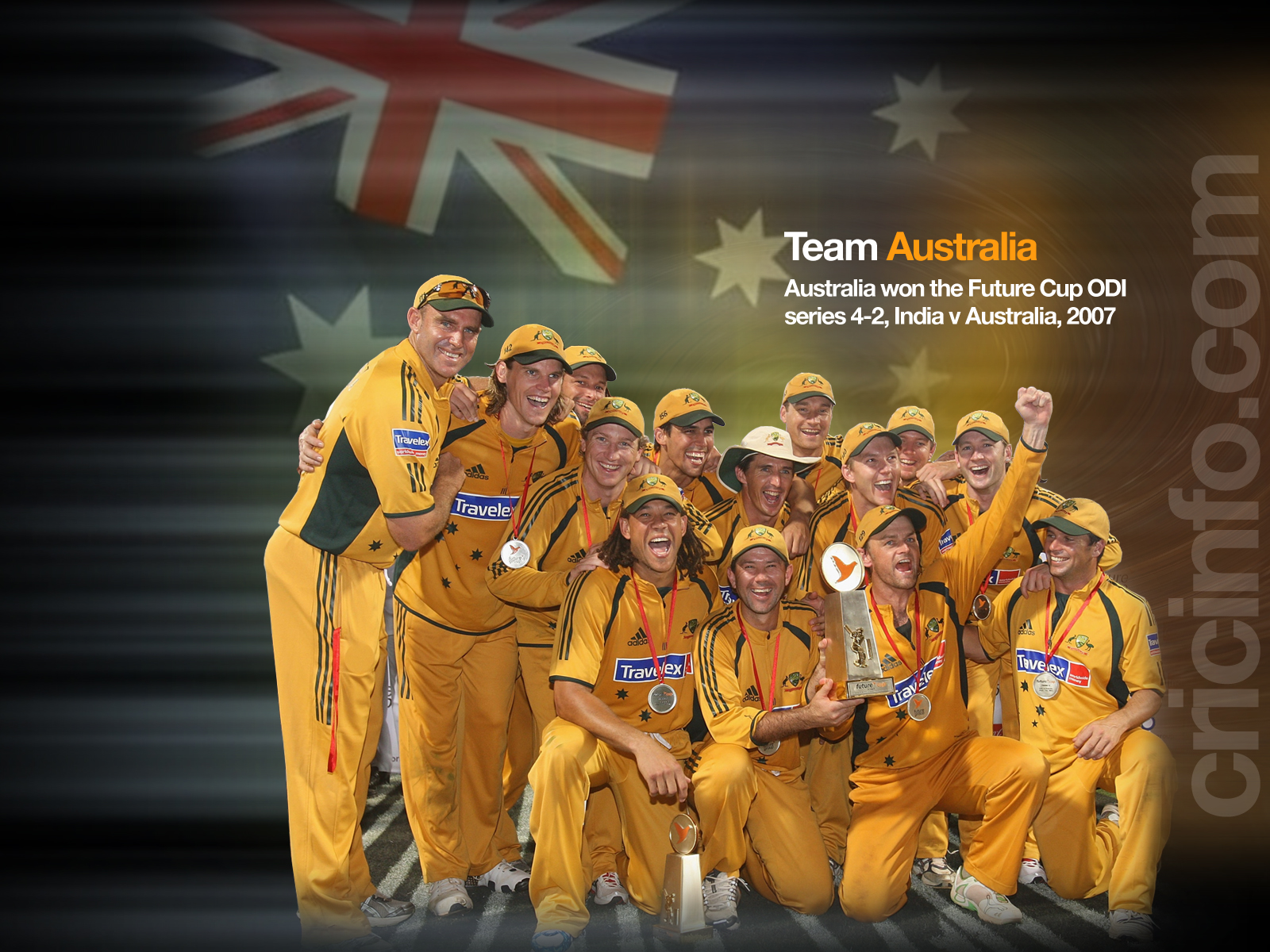 Team Australia with the Future Cup. Cricket Wallpaper