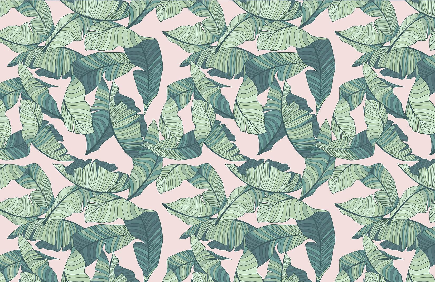 Pink and Green Tropical Leaf Wallpapers