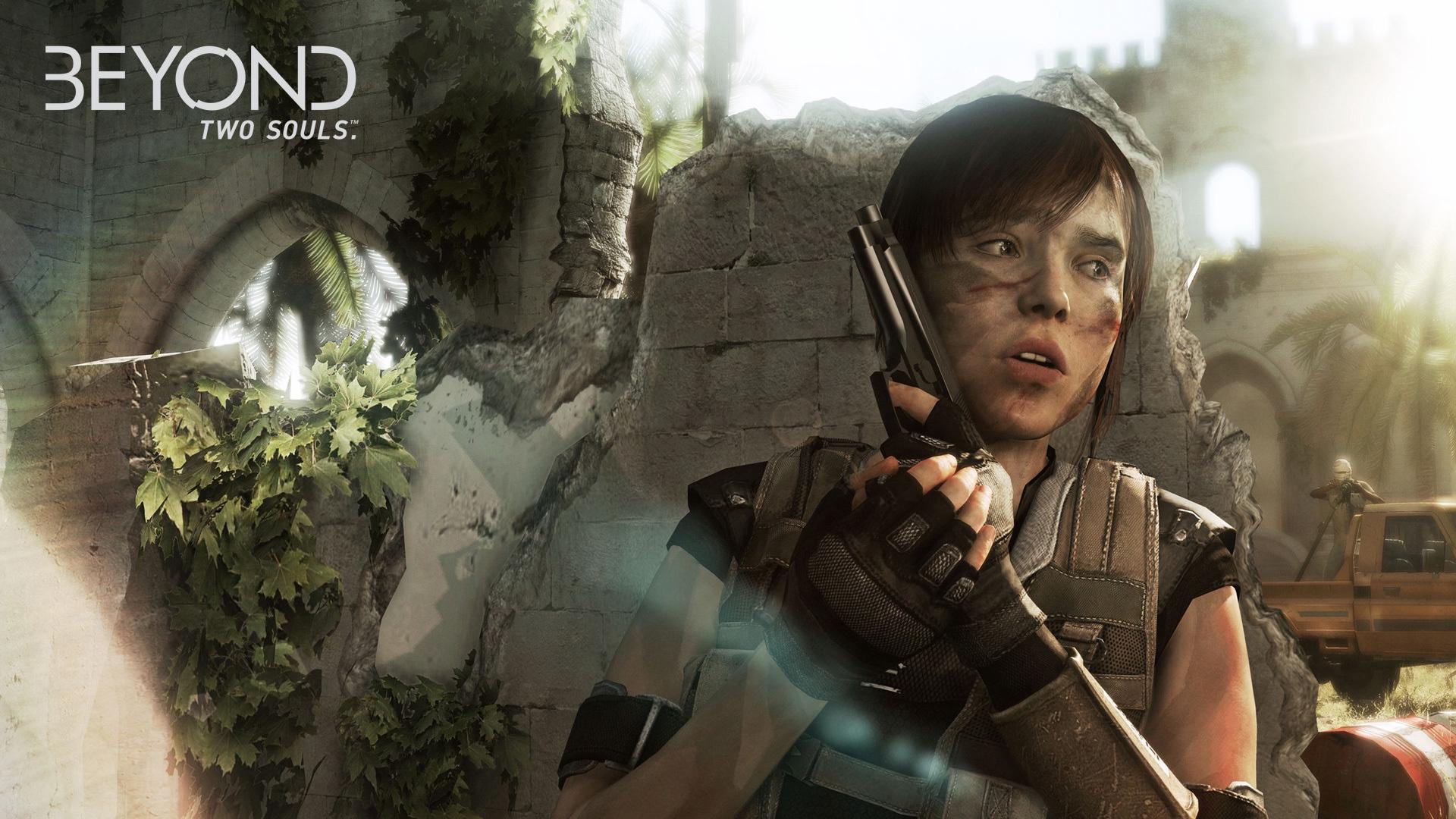 Download wallpaper 1920x1080 ellen page, beyond, two souls, gun