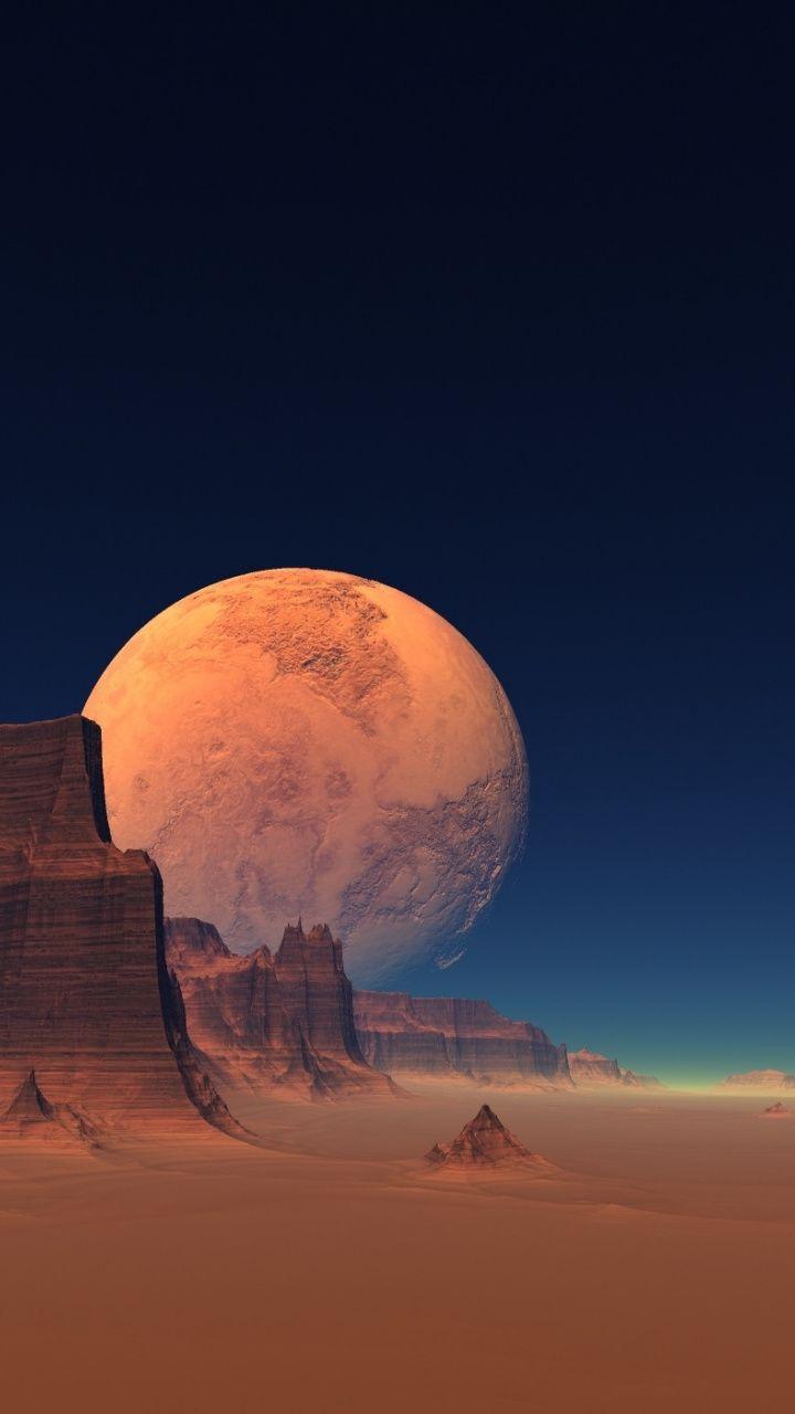 Moon, landscape, CGI, fantasy, art, 720x1280 wallpaper