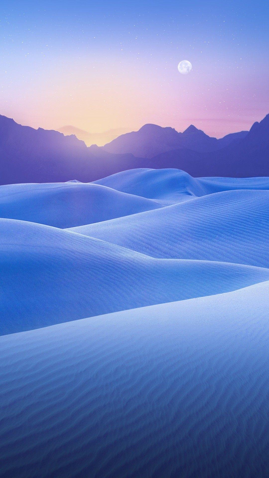 blue desert sunset iPhone 6 plus wallpaper, stars, moon