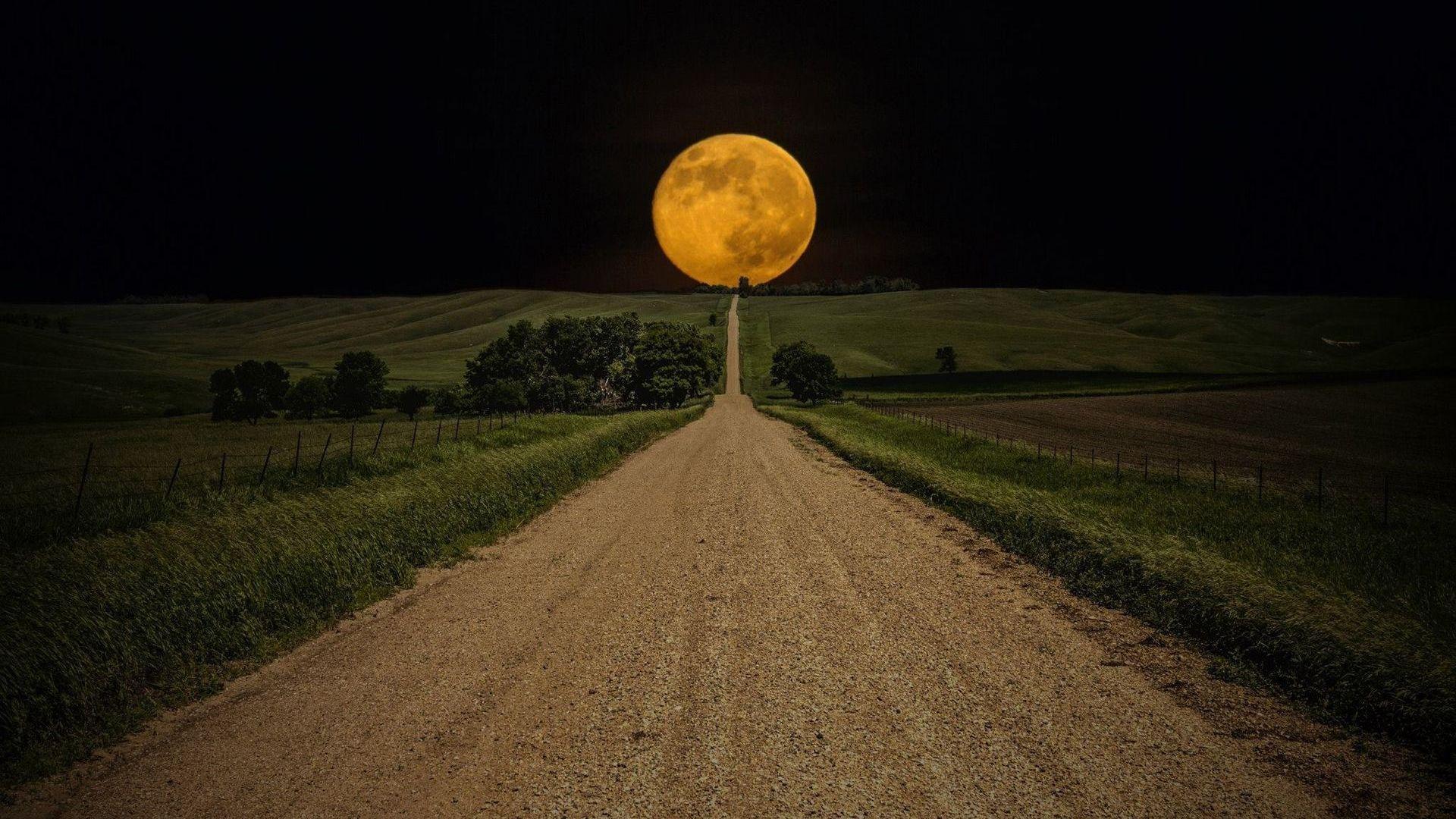 Full Moon Road Wallpaper