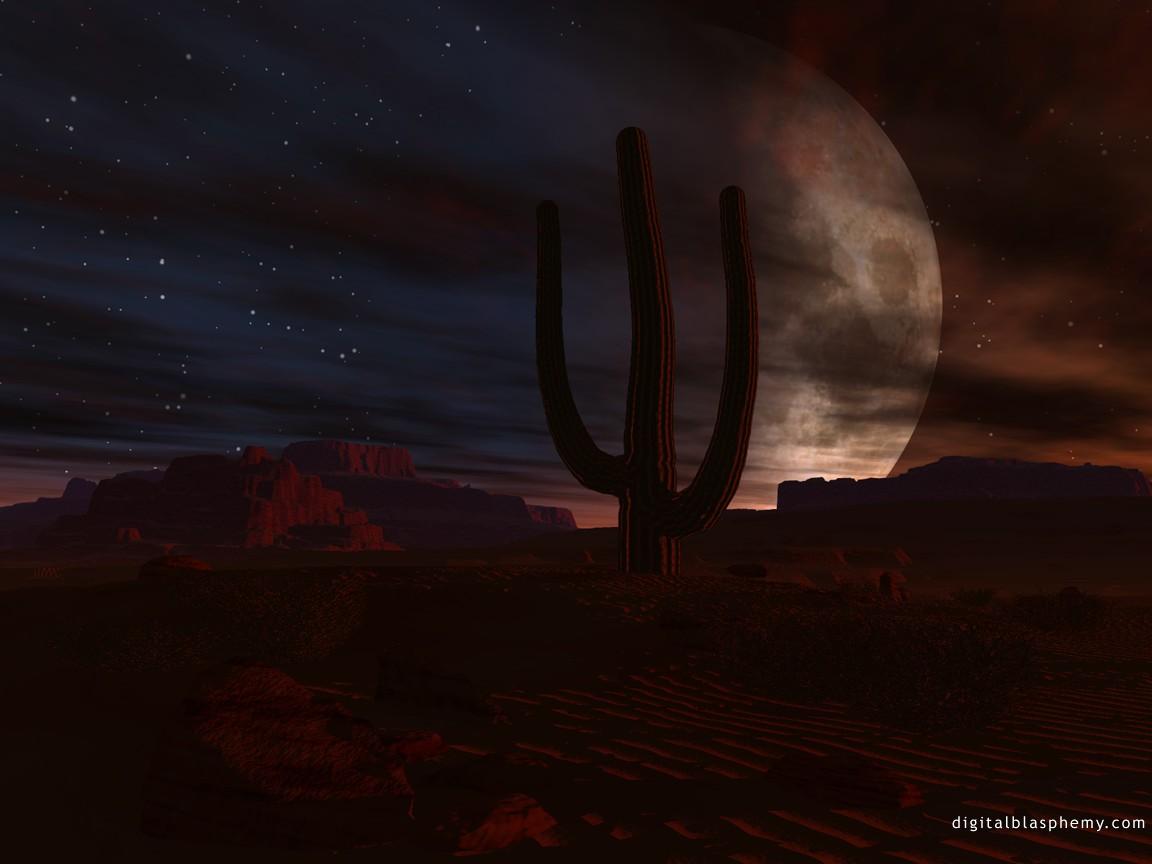 Deserts: Nature Deserts Art Dark Moon Nigth Desert Landscape
