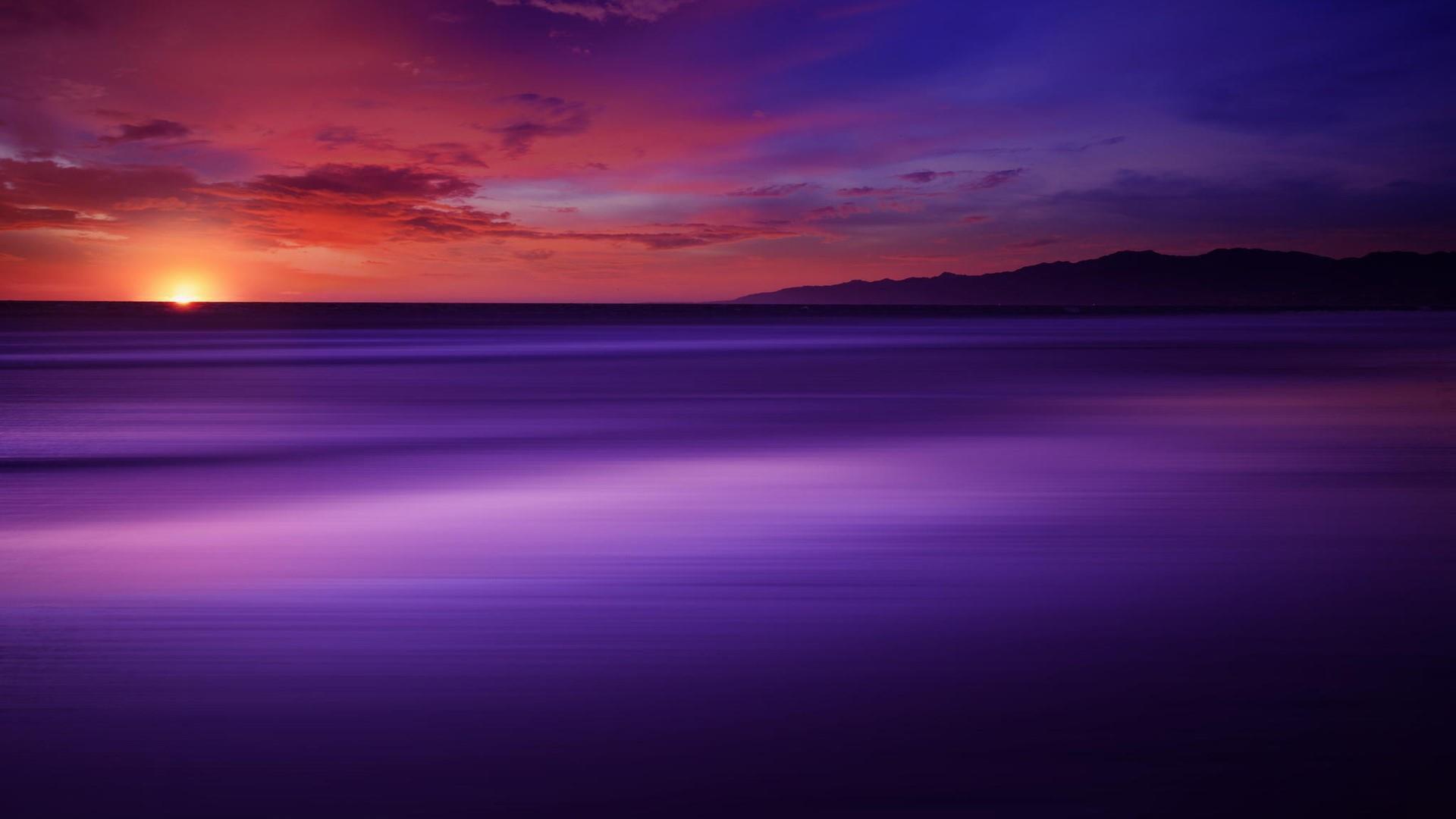 HD wallpaper: horizon, sky, afterglow, evening, calm, sunset, violet