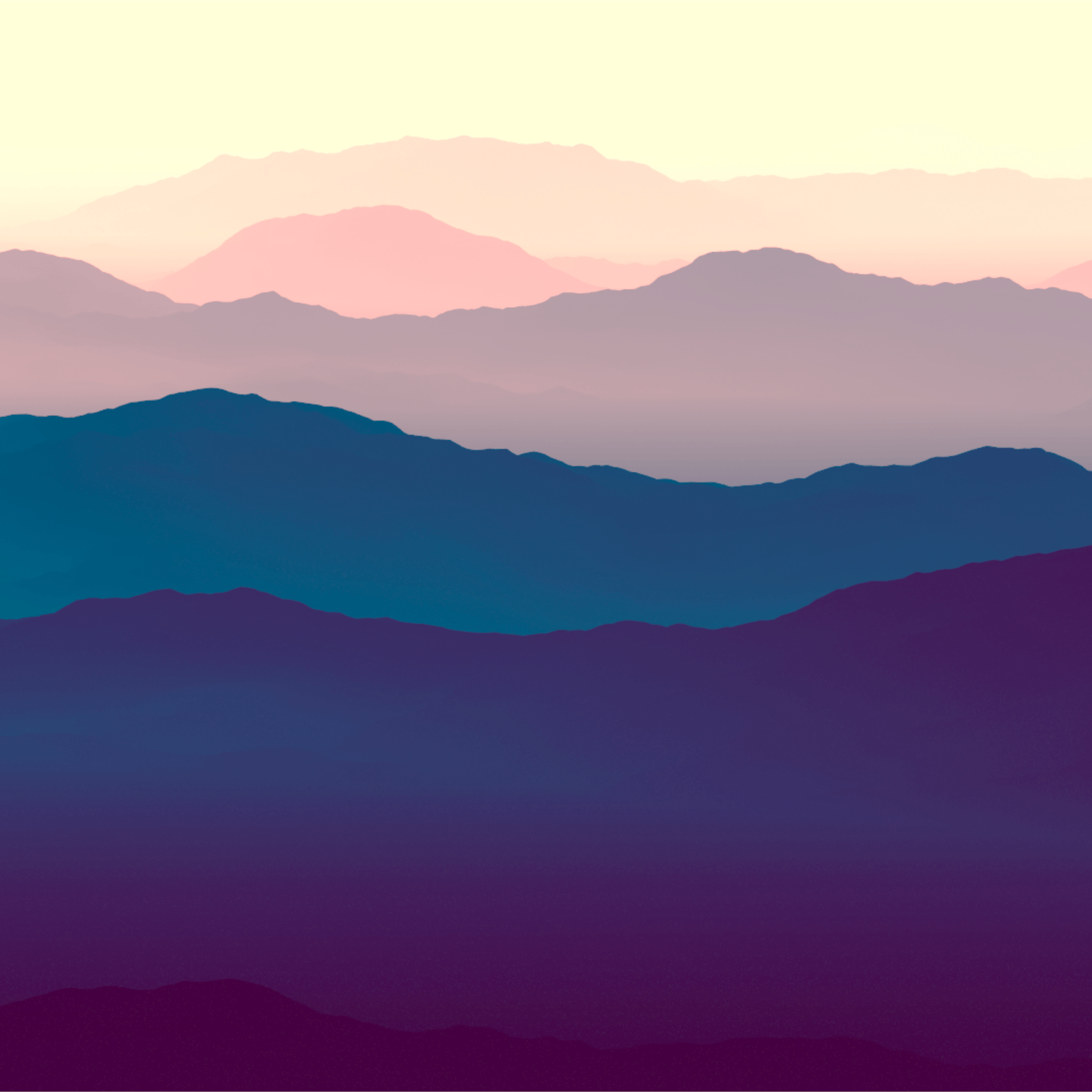 Wallpaper Mountains, Landscape, Purple, Gradient, Horizon, Minimal