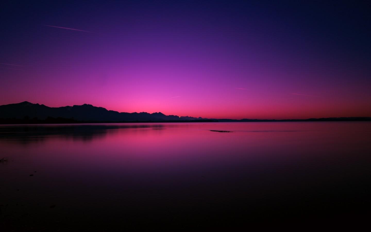 Download 1440x900 Twilight, Sunset, Horizon, Purple Sky Wallpaper
