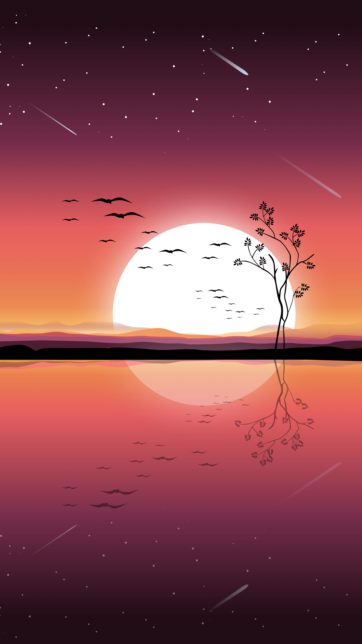 iPhone Wallpaper. Sky, Natural landscape, Nature, Horizon, Red, Sunset