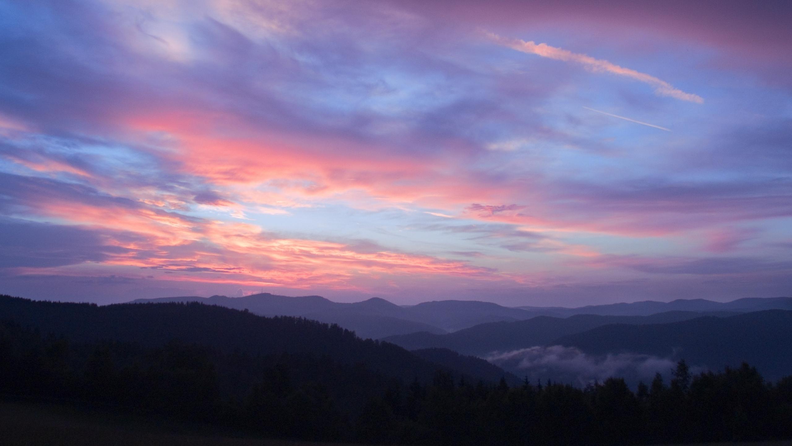 Download 2560x1440 Wallpaper Sunset, Purple Sky, Dawn, Evening