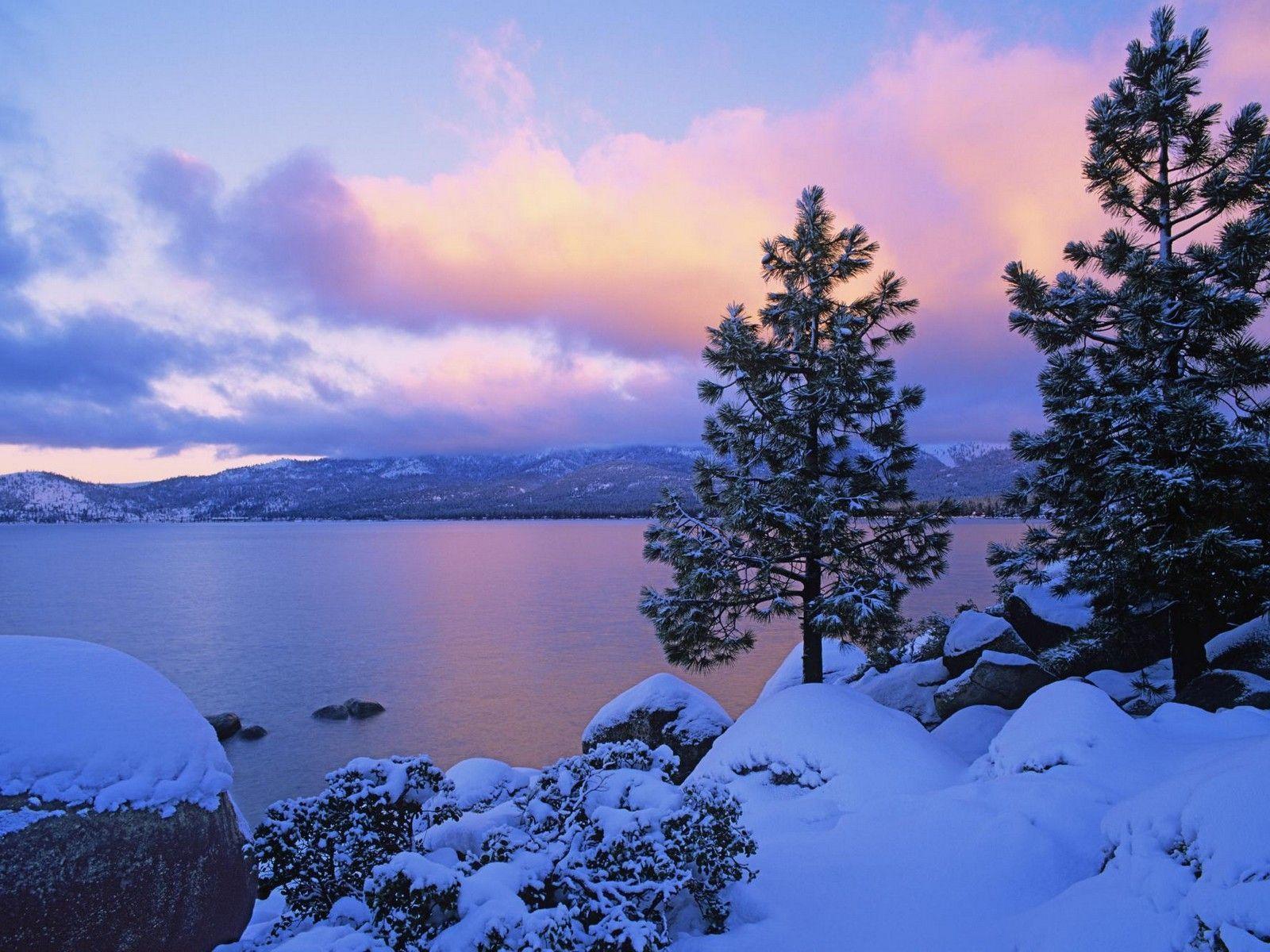 Winter Background. Winter scenery, Winter lake, South lake tahoe