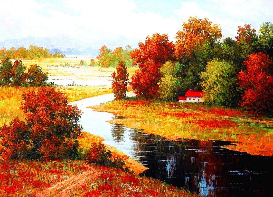 Home and Fall Paintings Wallpaper