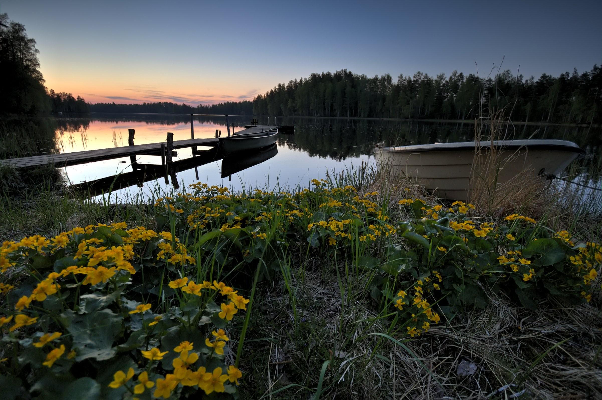 Finland, Lake, Evening, Marinas, Boats, Lake, Lummenne, Nature