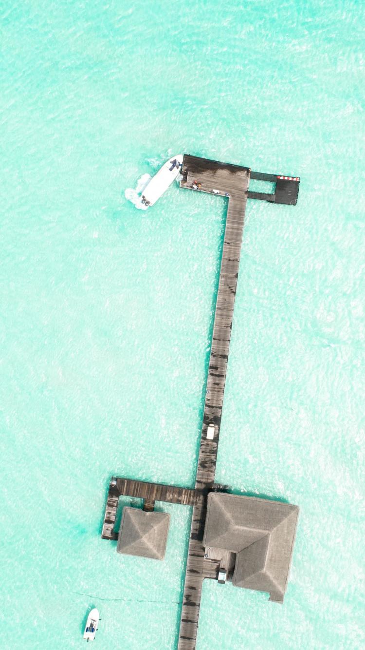 Download 750x1334 wallpaper aerial view, cottage, sea, holiday