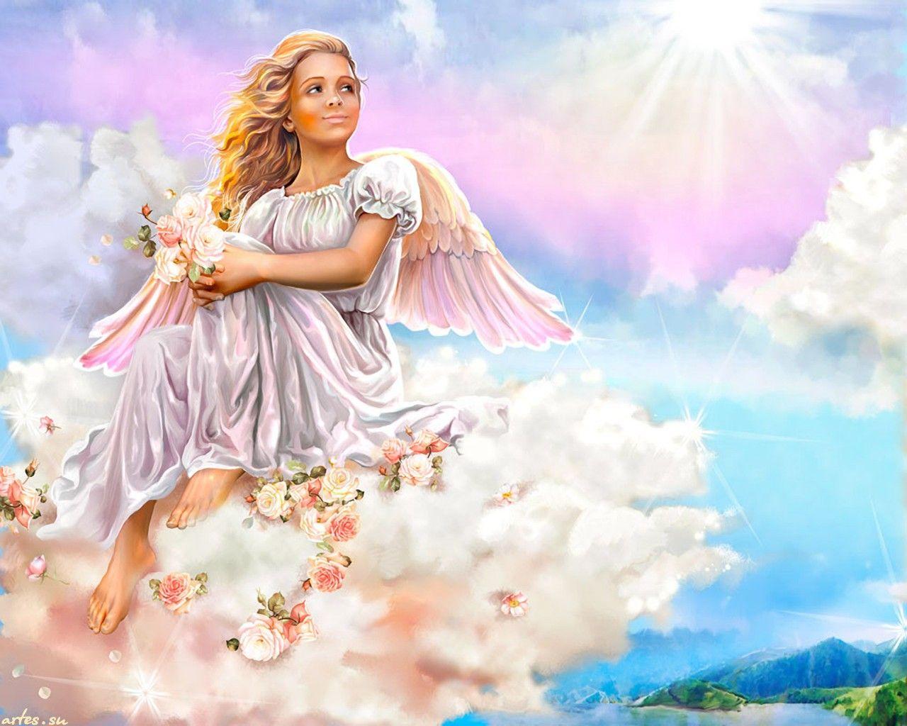 heaven angel painting. View Large Angel Cloud Heaven Light