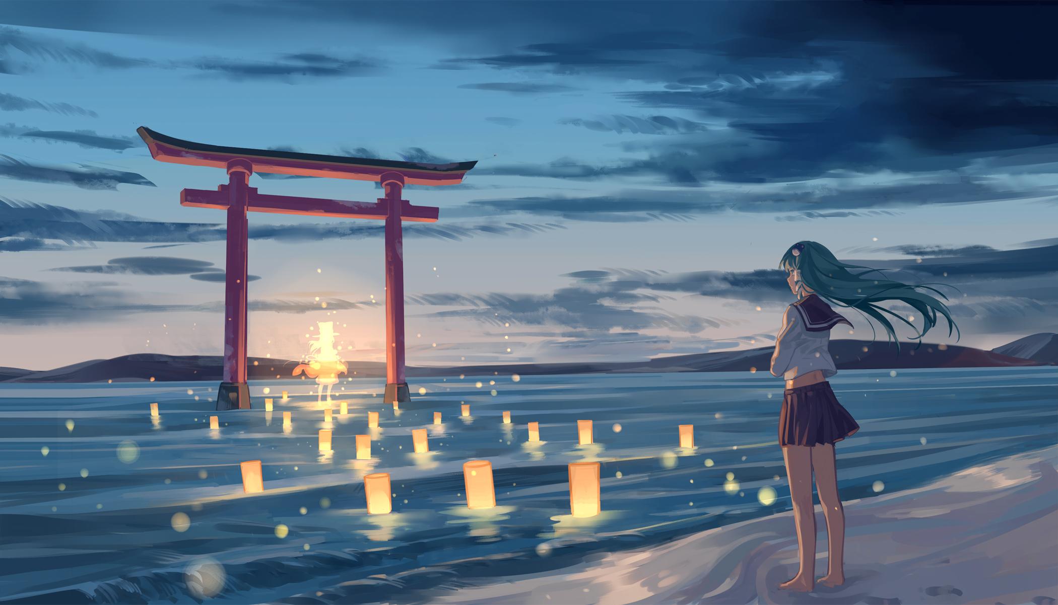 Anime Girl On The Beach Wallpaperx1202