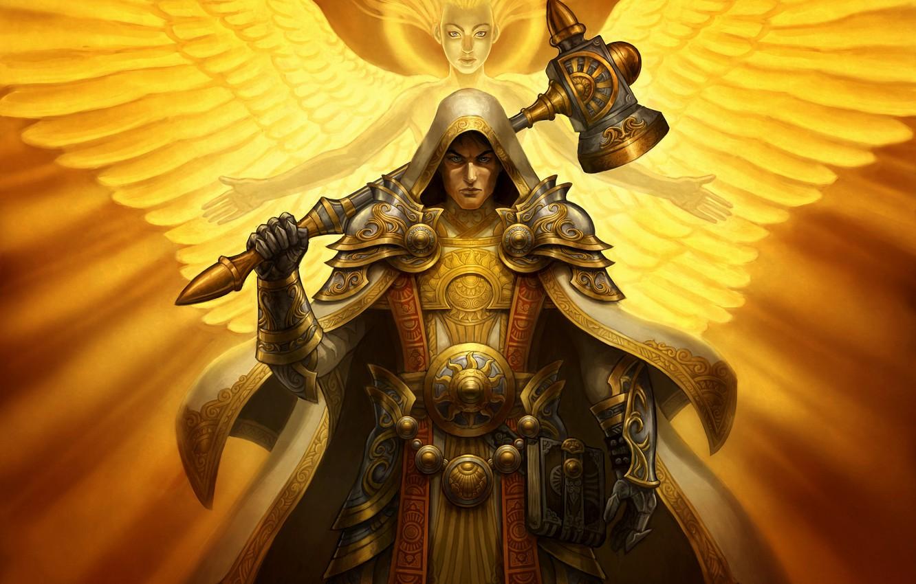 Wallpaper light, angel, armor, hammer, Warrior image for desktop