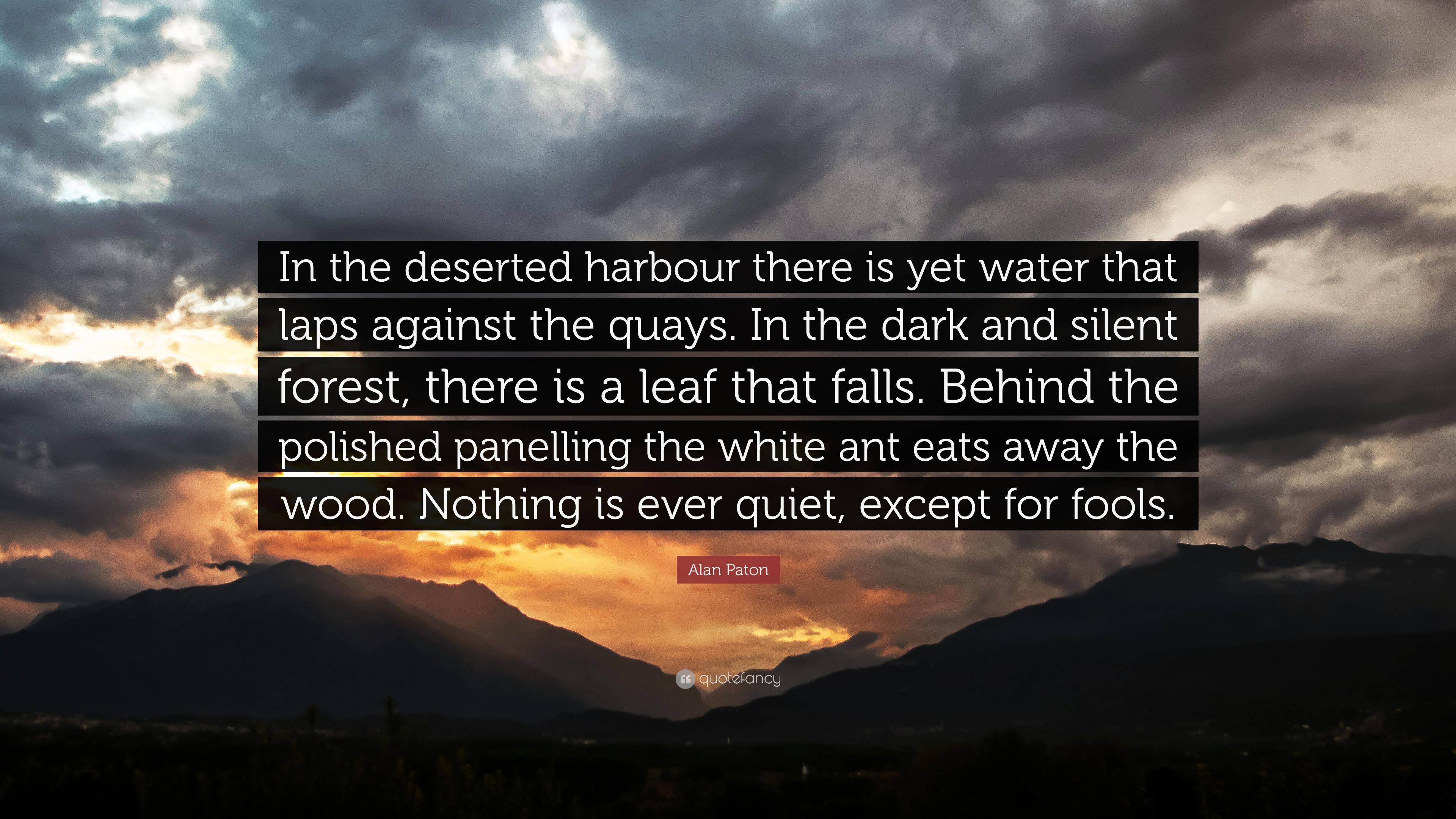 Alan Paton Quote: “In the deserted harbour there is yet water that