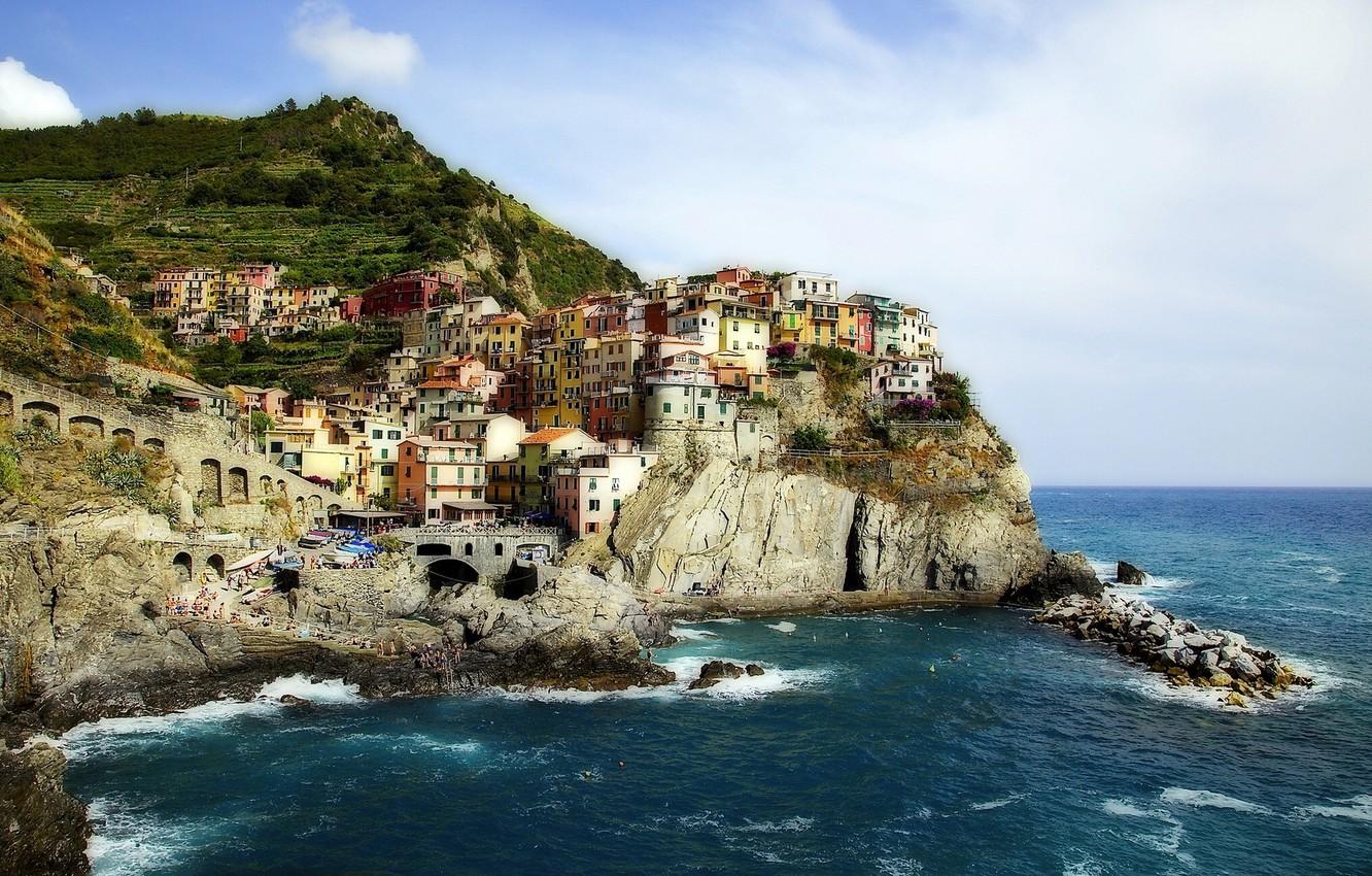 Wallpaper landscape, rocks, coast, Italy, Italy, The Ligurian sea