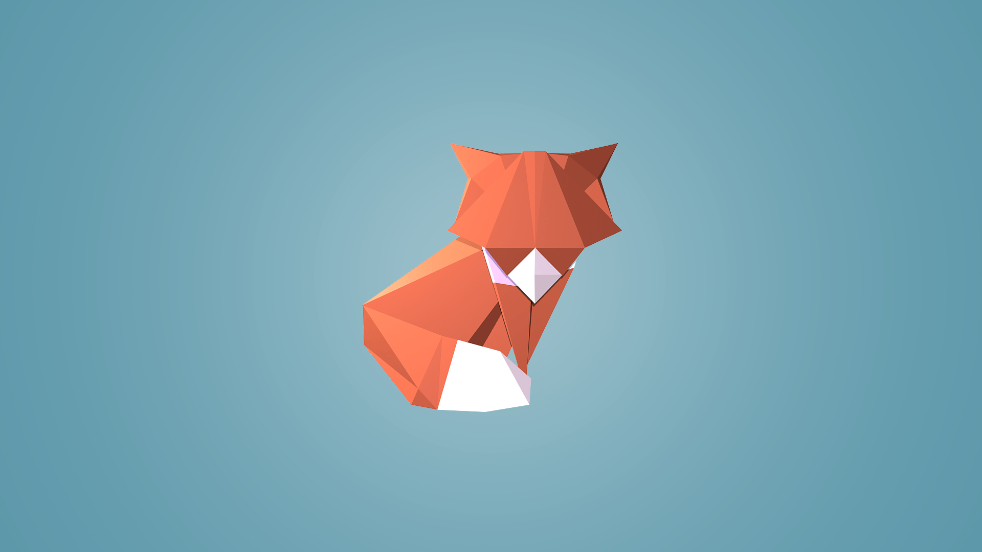 2D 3D Origami Fox Wallpaper