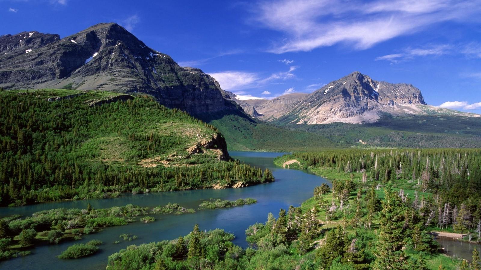 landscape nature summer river montana forest mountain water