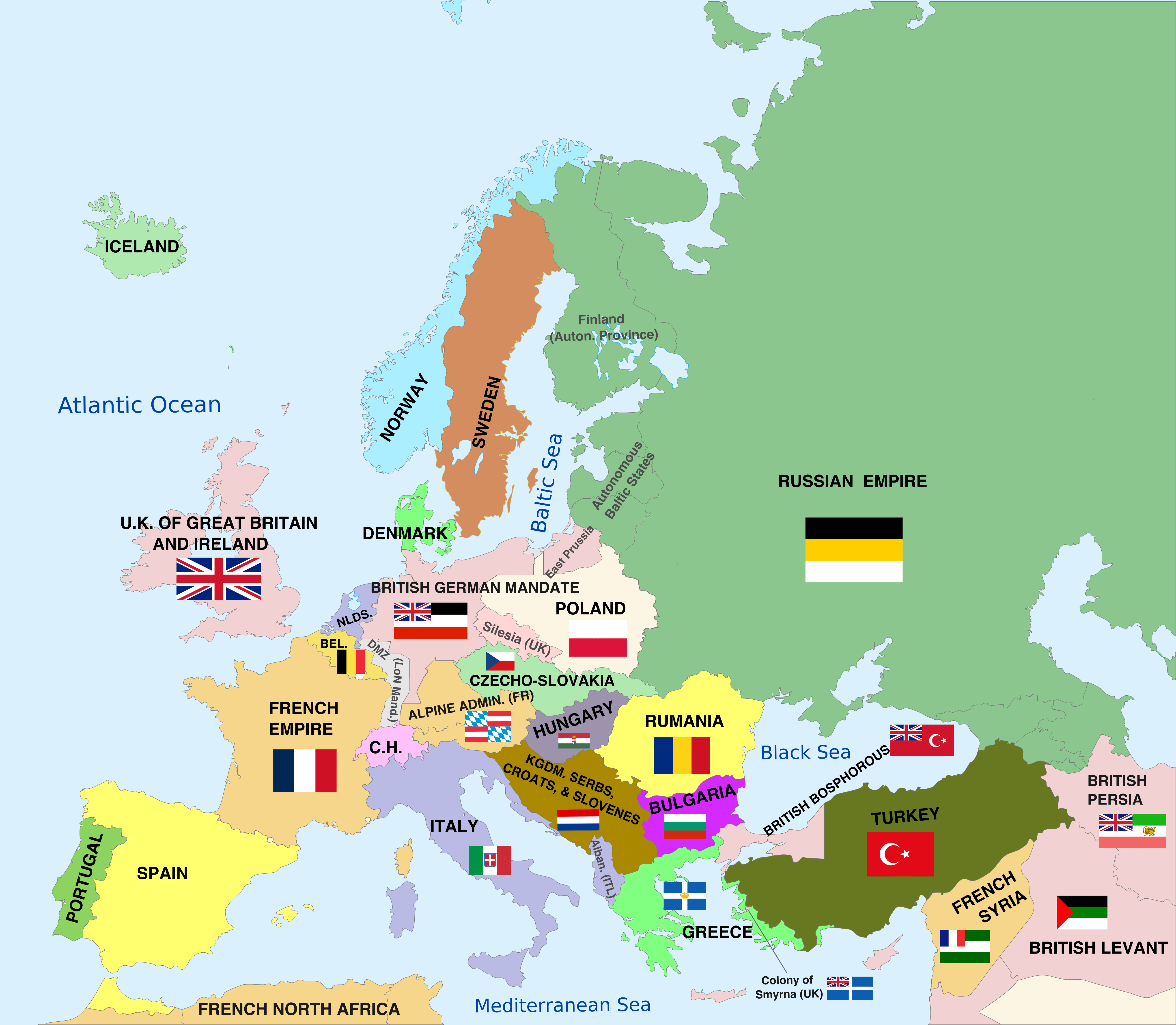 map of middle east after ww1