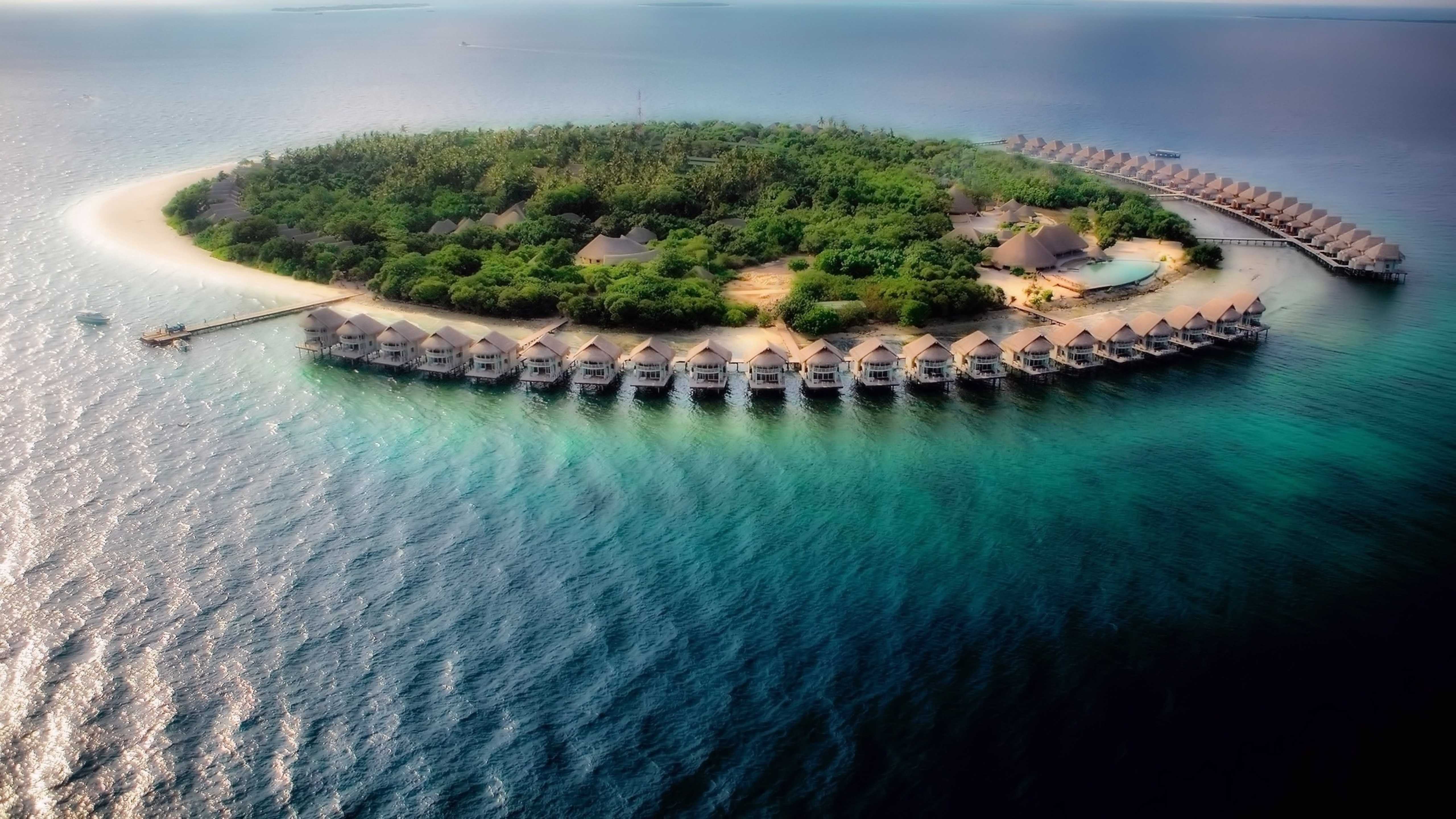 Island resort Paradise Island, Maldives 5k Retina Ultra HD
