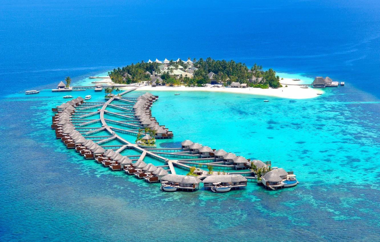 Wallpaper beach, island, pierce, The Maldives, resort, Bungalow