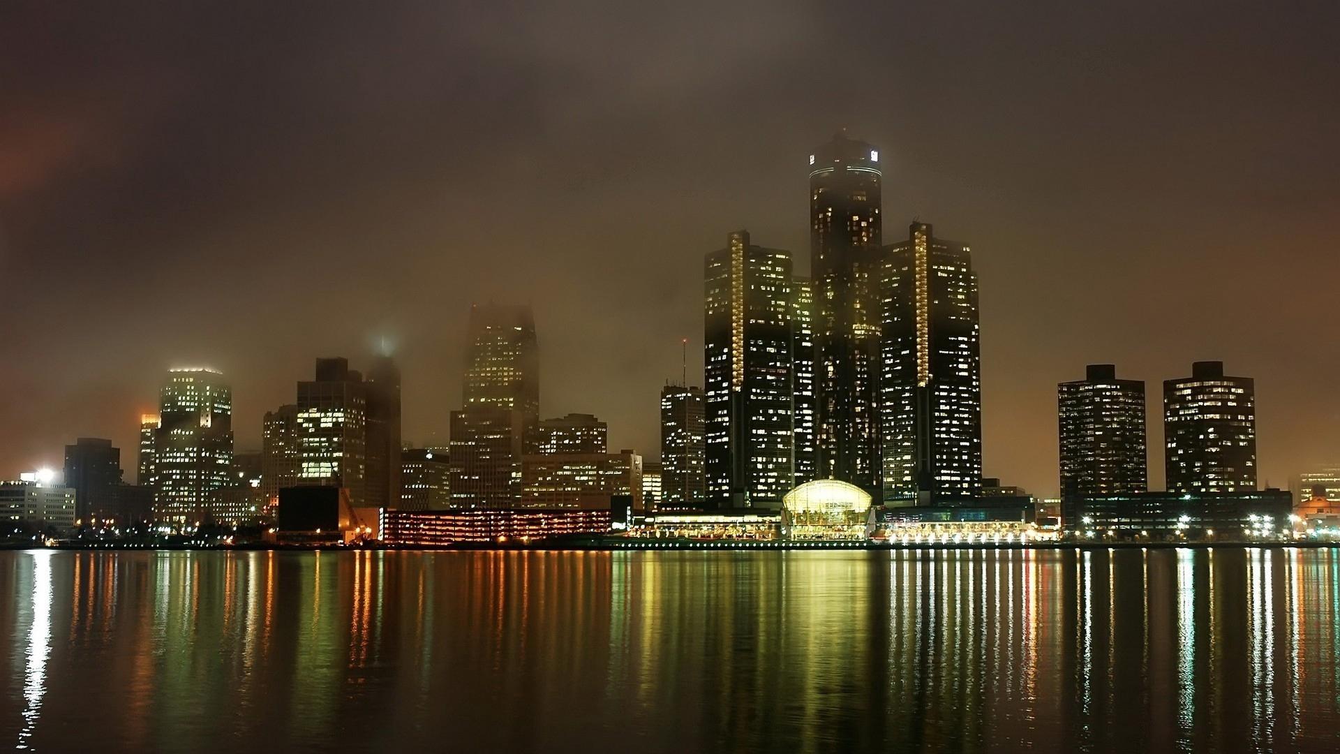 Download wallpaper 1920x1080 detroit, michigan, usa, america, night