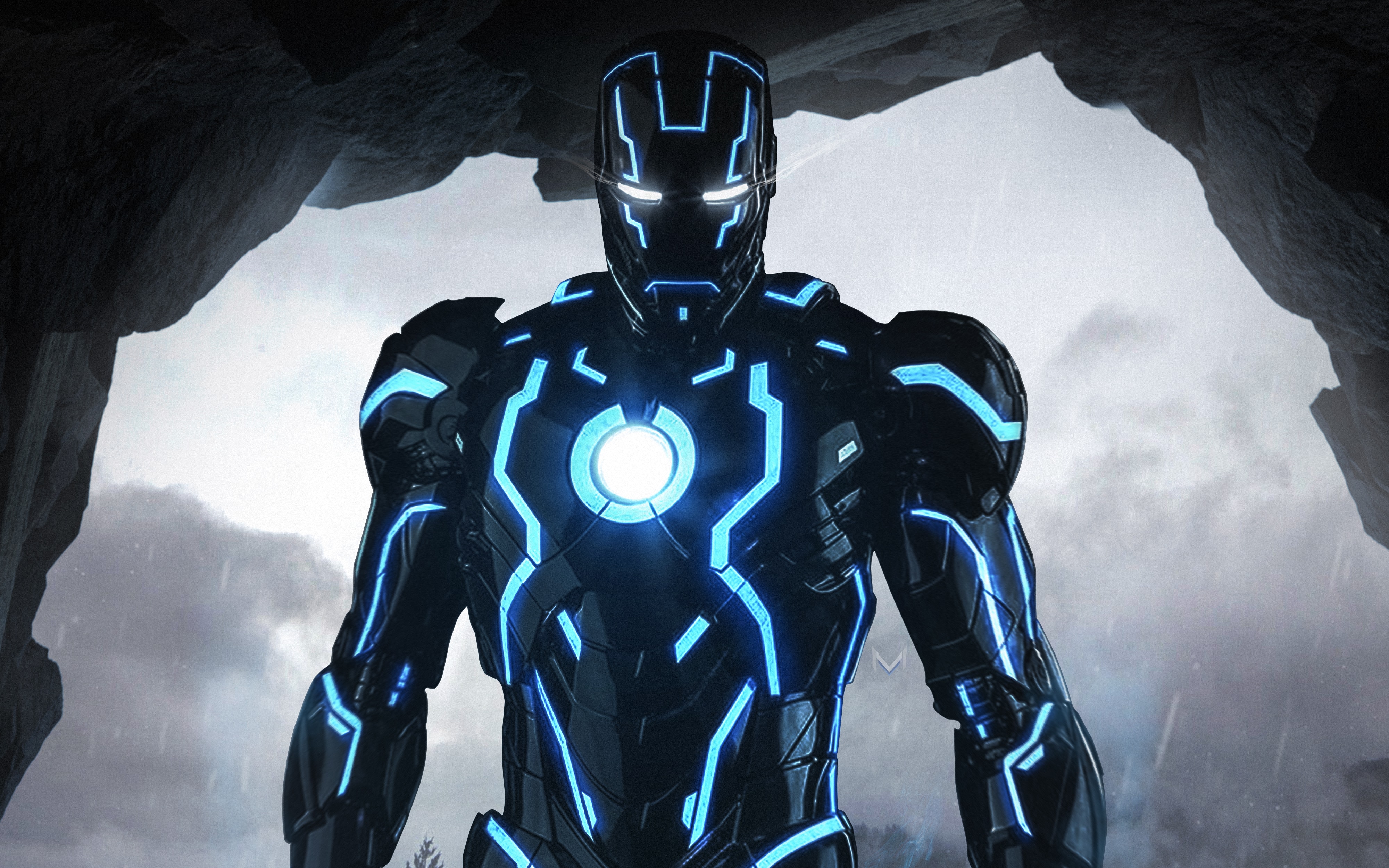 Neon Iron Man 4k Background Wallpaper and Free