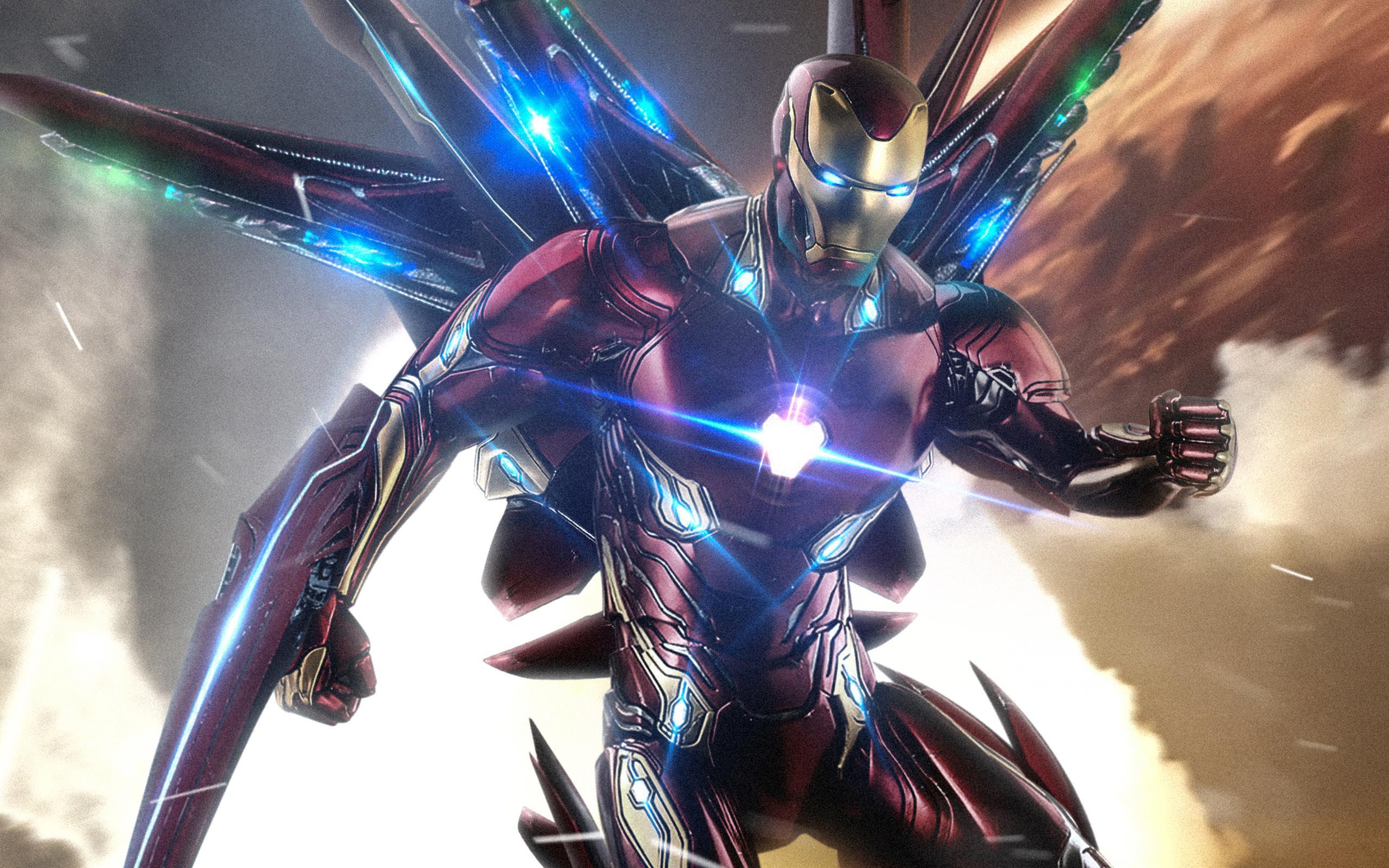 Download wallpaper IronMan, New Suit, blue neon, superheroes, DC Comics, Iron Man for desktop with resolution 2560x1600. High Quality HD picture wallpaper