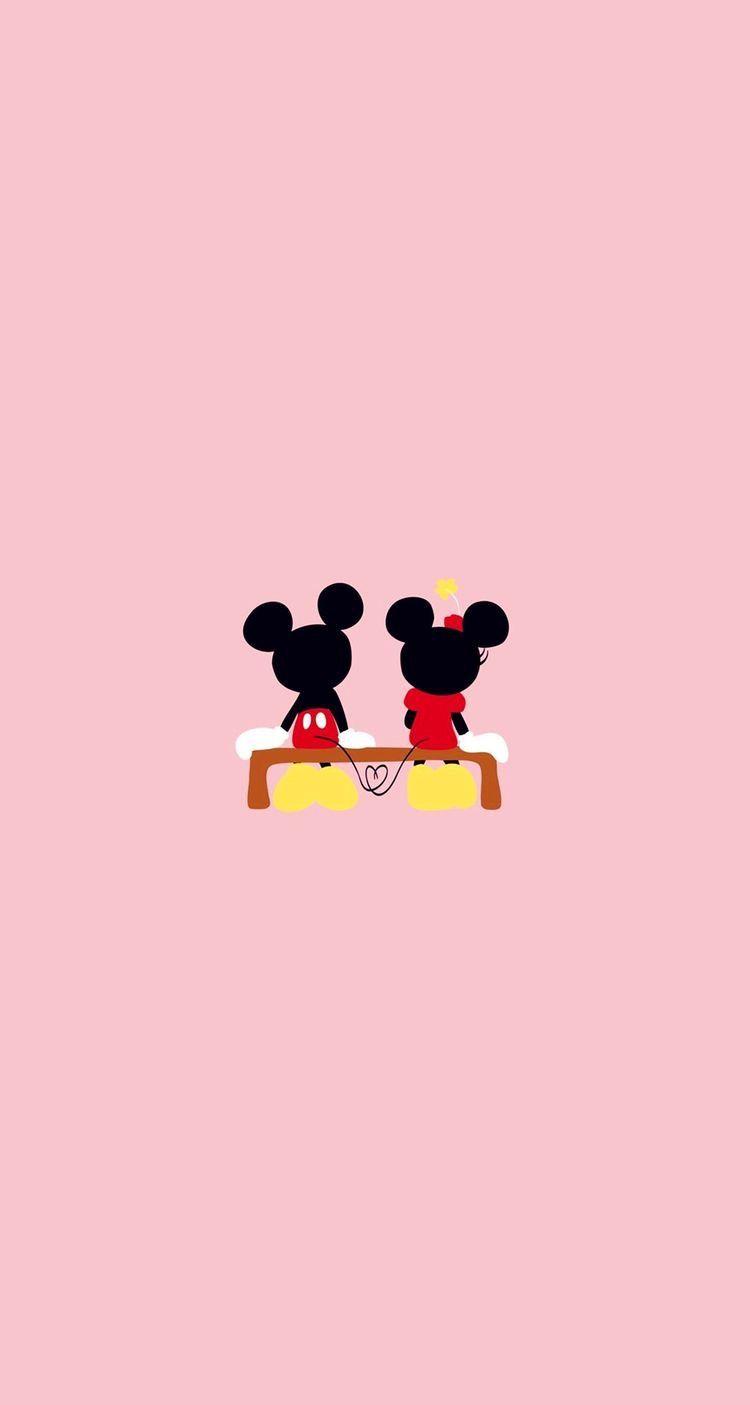 Valentine's Day wallpaper, lockscreen, heart, Mickey, Minnie