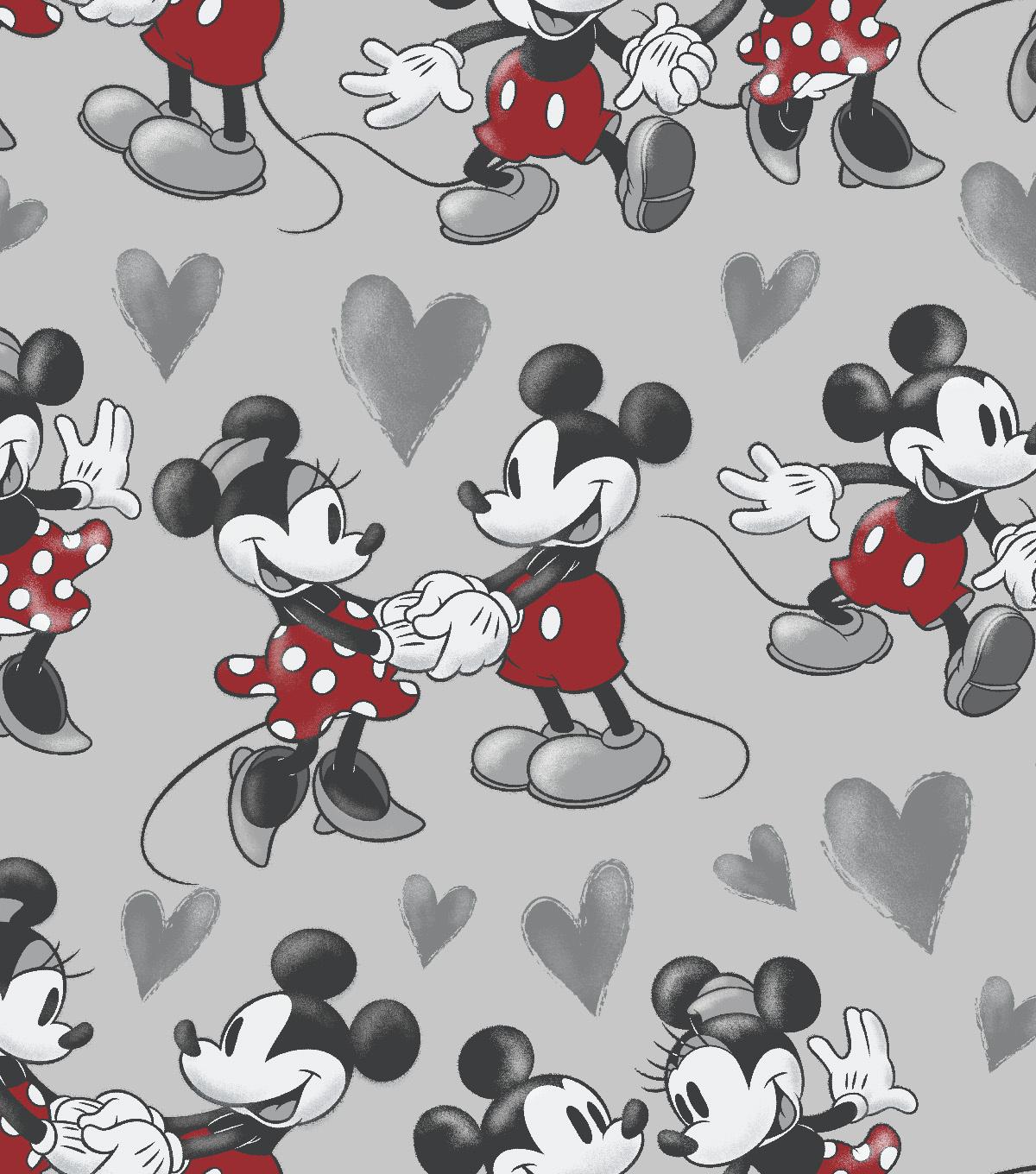 Disney Mickey & Minnie Mouse Fleece Fabric 59'' Vintage Fun. Joann