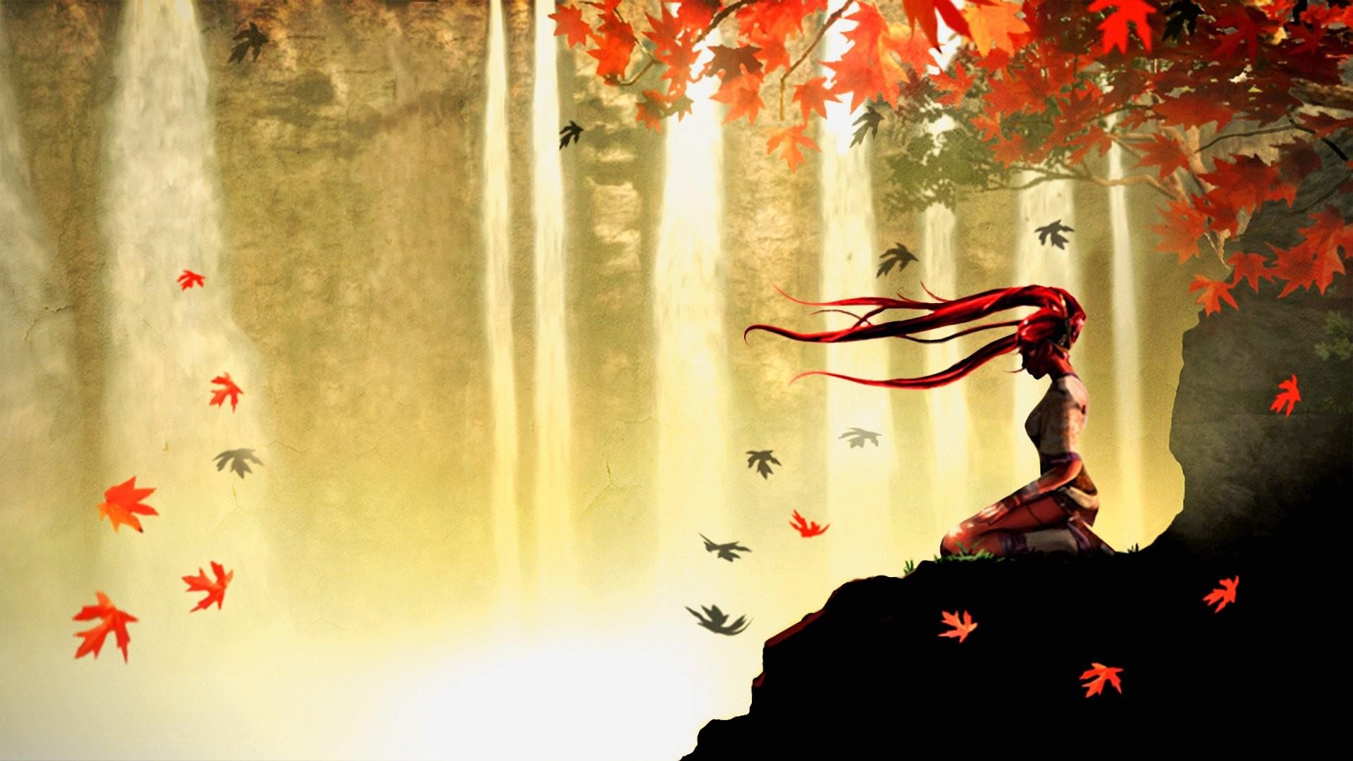 Autumn, Meditation, Anime, Widescreen, High, Definition, Wallpaper