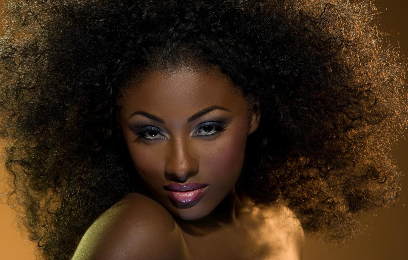 Wallpaper look, girl, portrait, makeup, black hair, dark skin, African beauty image for desktop, section девушки